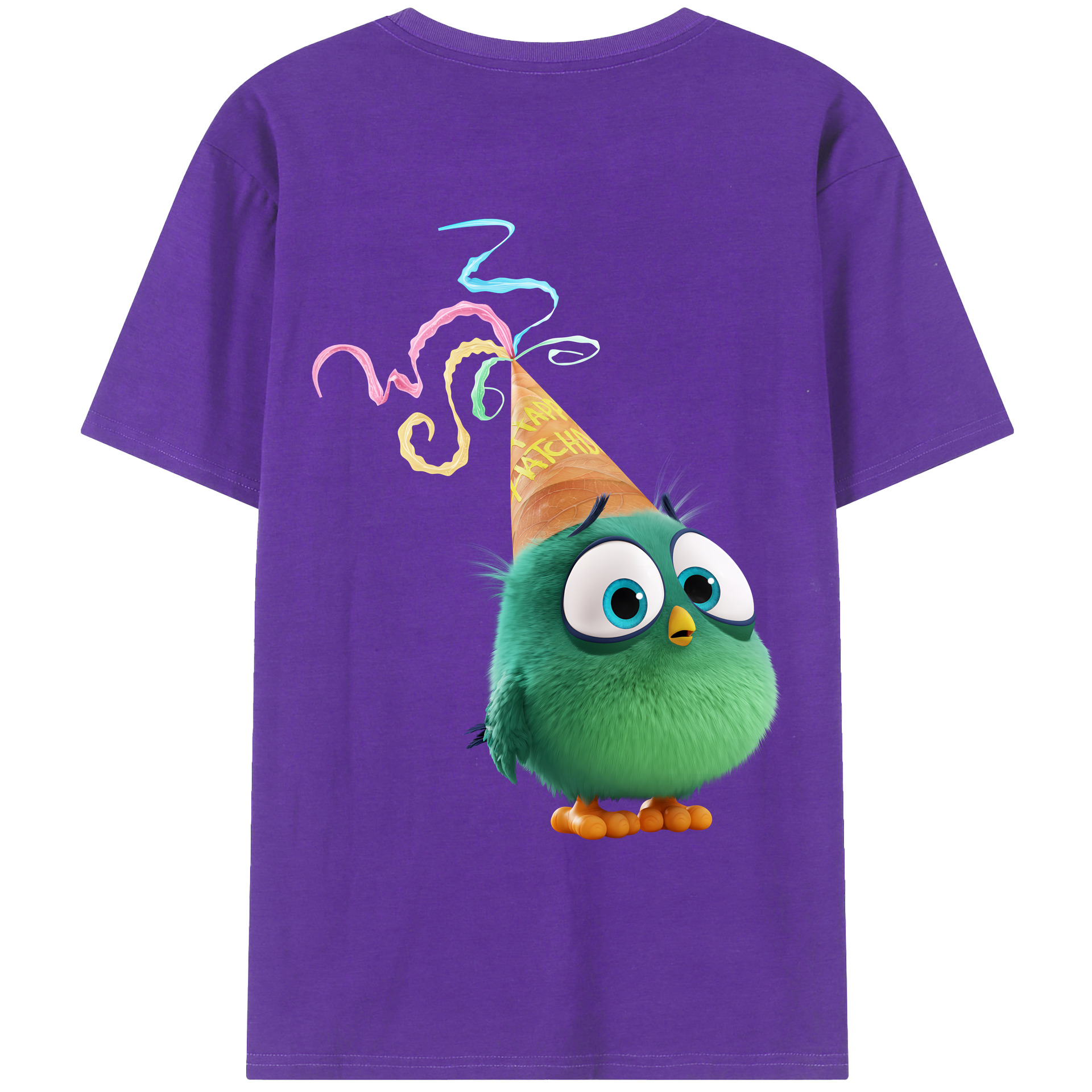 （画像用） Angry Birds アングリーバード 綿100％ メンズ半袖Tシャツ（バックプリント） 通気性