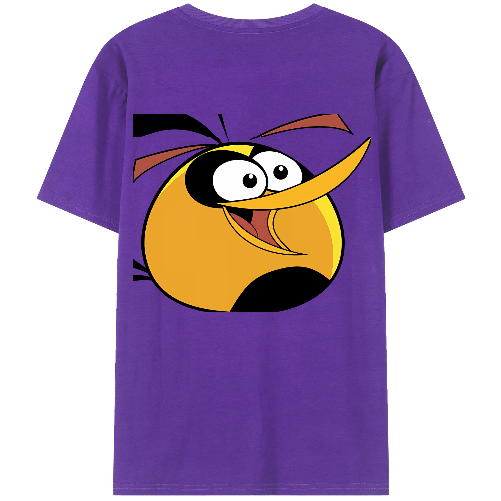 （画像用） Angry Birds アングリーバード 綿100％ メンズ半袖Tシャツ（バックプリント） 通気性