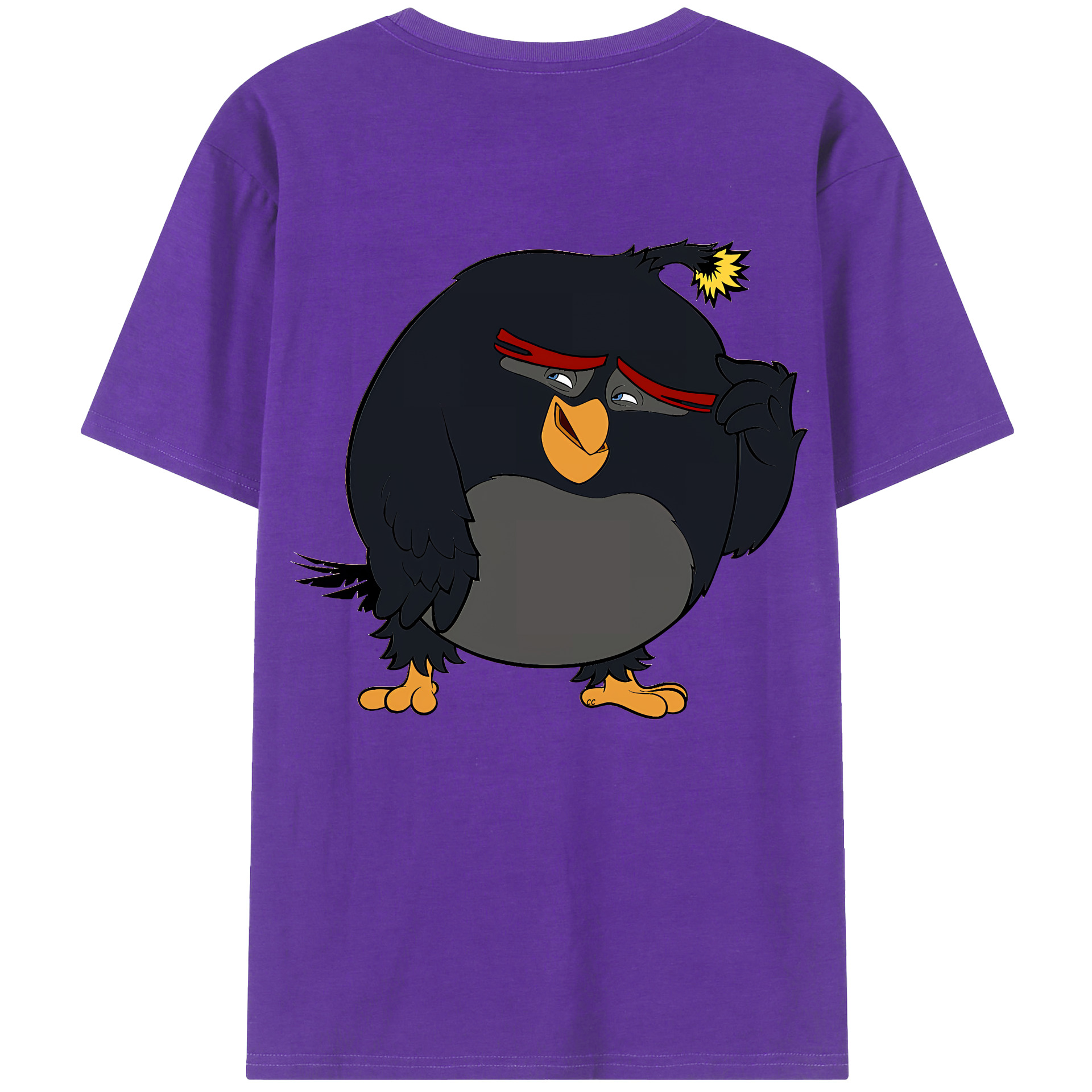 （画像用） Angry Birds アングリーバード 綿100％ メンズ半袖Tシャツ（バックプリント） 通気性