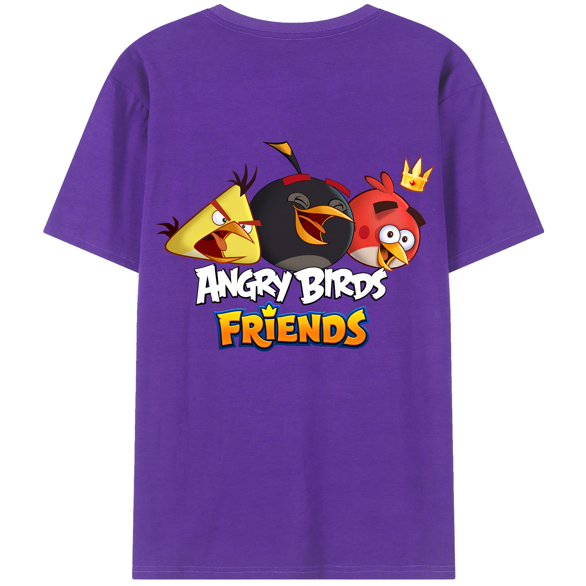 （画像用） Angry Birds アングリーバード 綿100％ メンズ半袖Tシャツ（バックプリント） 通気性