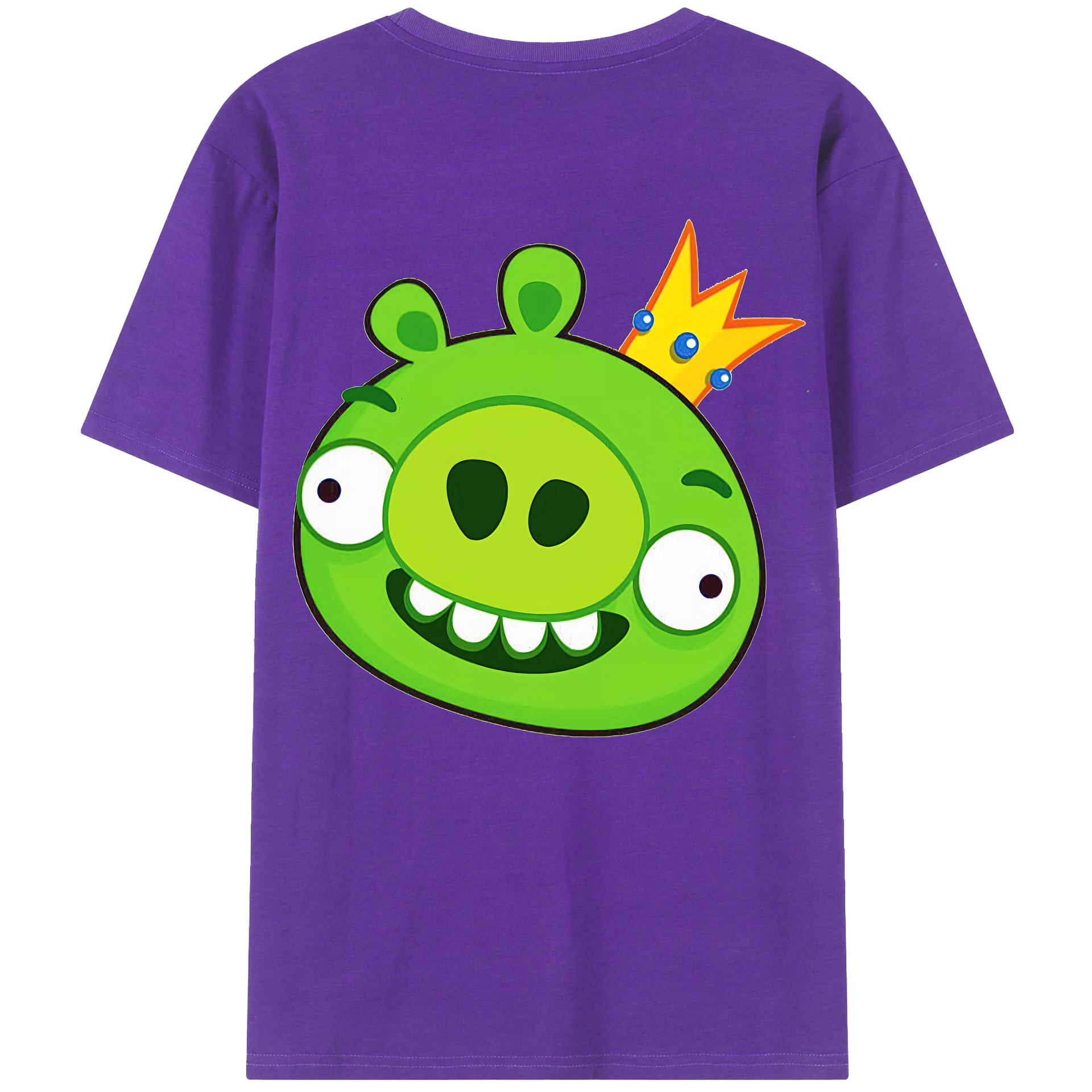 （画像用） Angry Birds アングリーバード 綿100％ メンズ半袖Tシャツ（バックプリント） 通気性