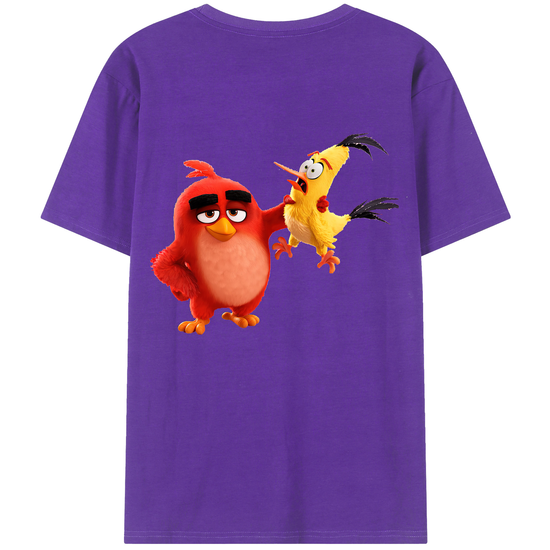 （画像用） Angry Birds アングリーバード 綿100％ メンズ半袖Tシャツ（バックプリント） 通気性