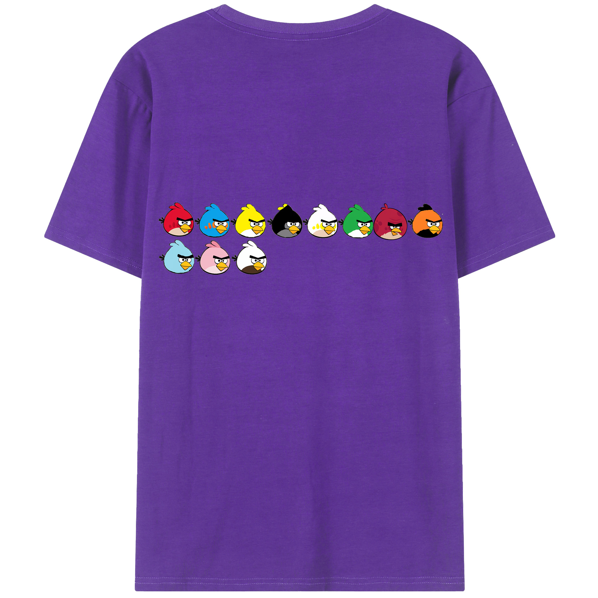 （画像用） Angry Birds アングリーバード 綿100％ メンズ半袖Tシャツ（バックプリント） 通気性
