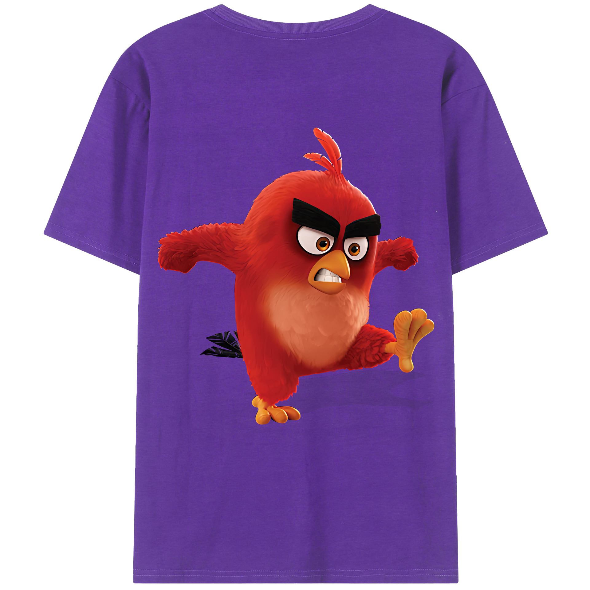 （画像用） Angry Birds アングリーバード 綿100％ メンズ半袖Tシャツ（バックプリント） 通気性