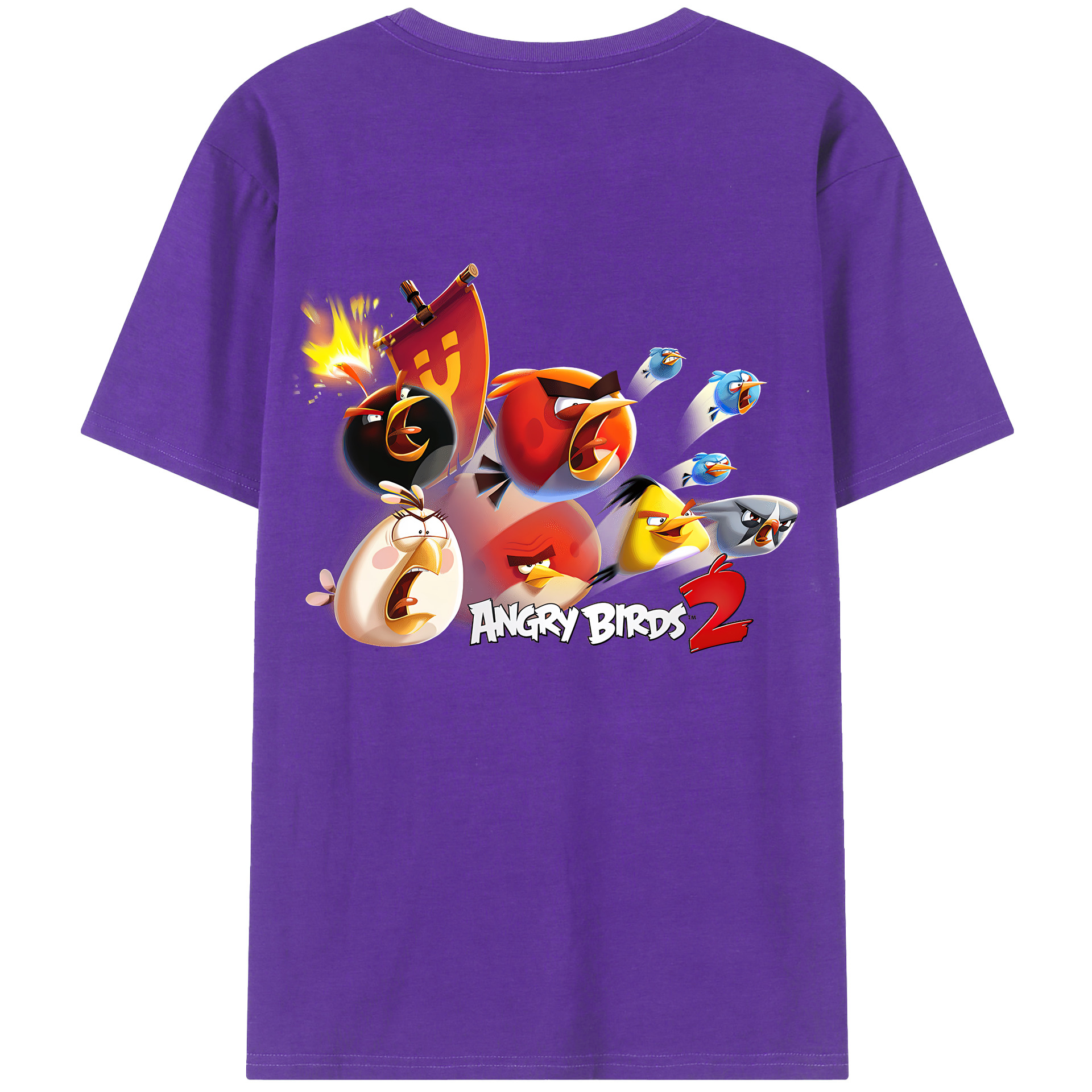 （画像用） Angry Birds アングリーバード 綿100％ メンズ半袖Tシャツ（バックプリント） 通気性