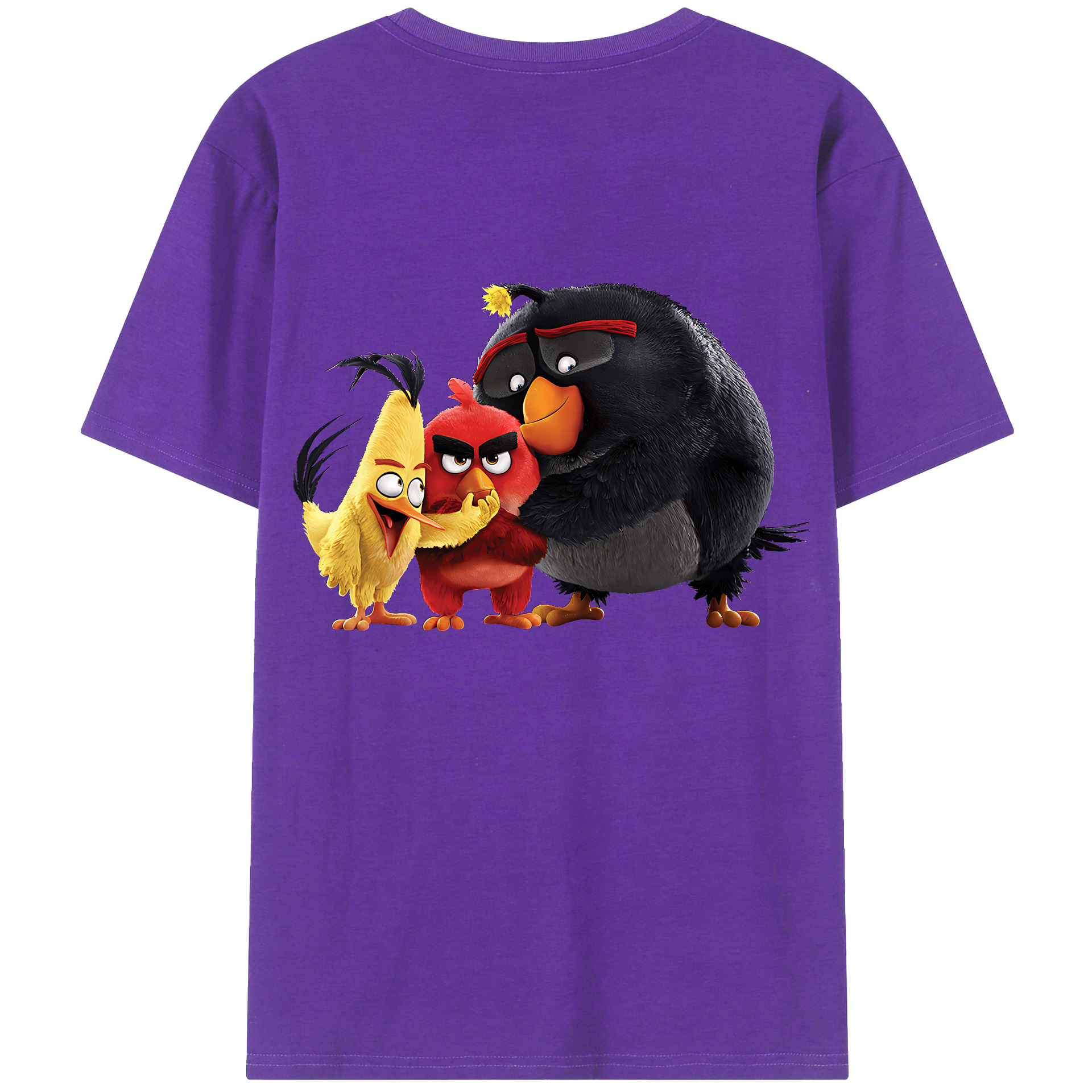 （画像用） Angry Birds アングリーバード 綿100％ メンズ半袖Tシャツ（バックプリント） 通気性