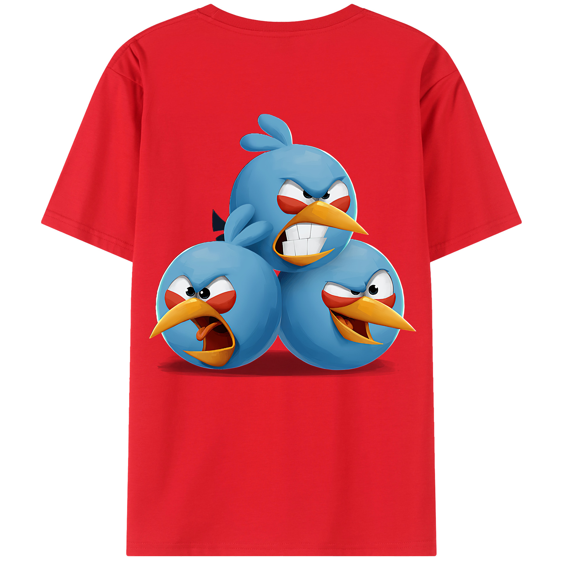 （画像用） Angry Birds アングリーバード 綿100％ メンズ半袖Tシャツ（バックプリント） 通気性