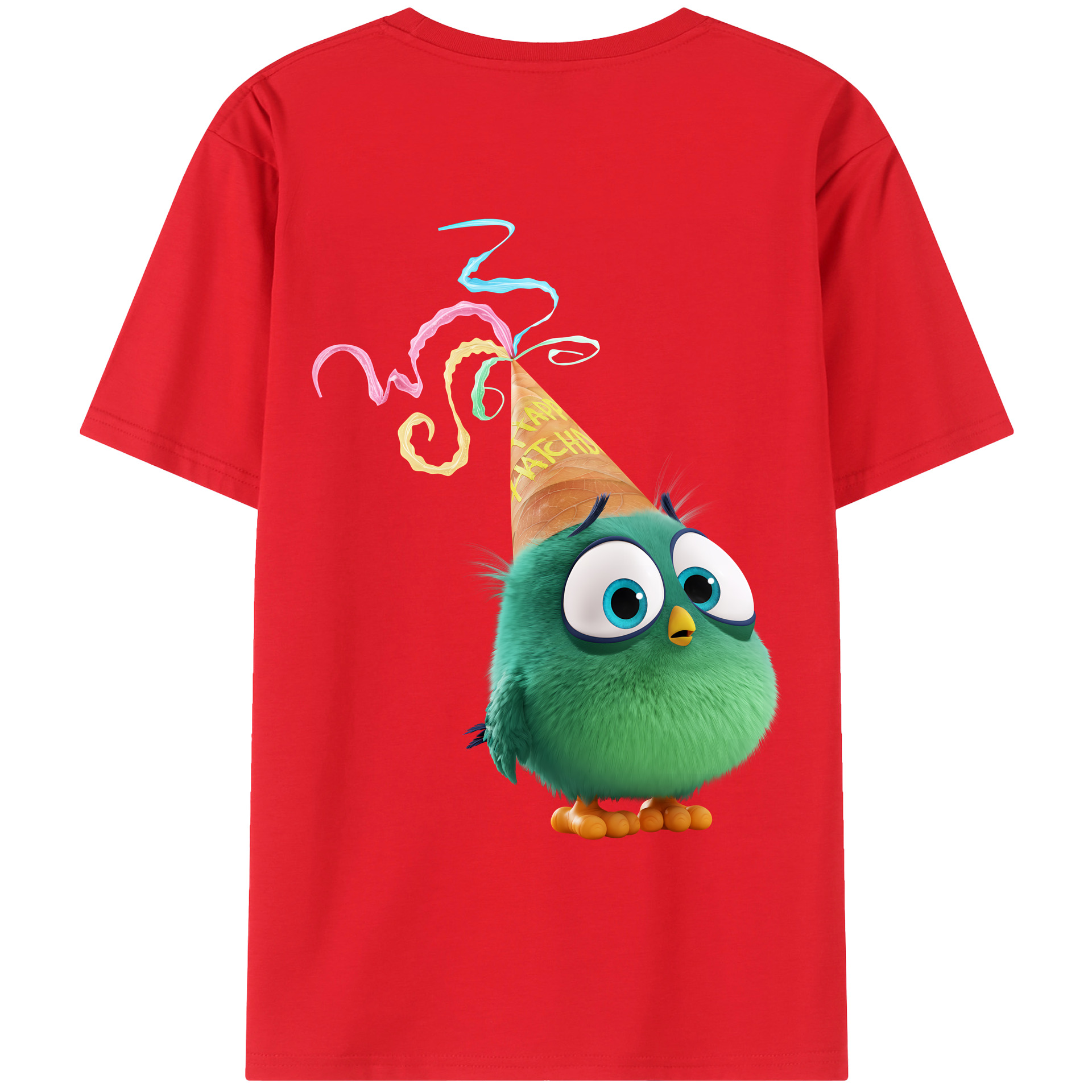 （画像用） Angry Birds アングリーバード 綿100％ メンズ半袖Tシャツ（バックプリント） 通気性