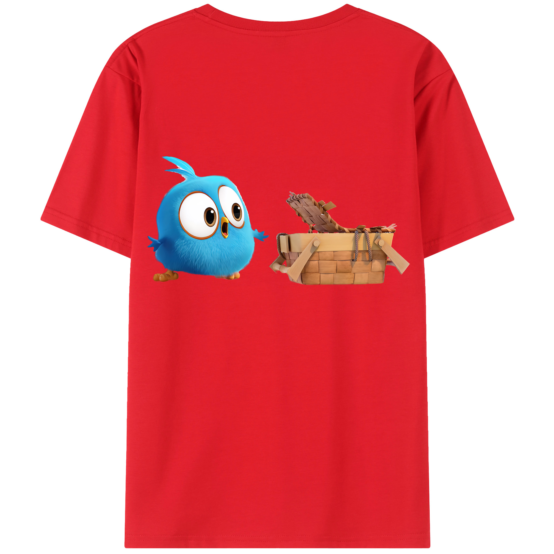 （画像用） Angry Birds アングリーバード 綿100％ メンズ半袖Tシャツ（バックプリント） 通気性