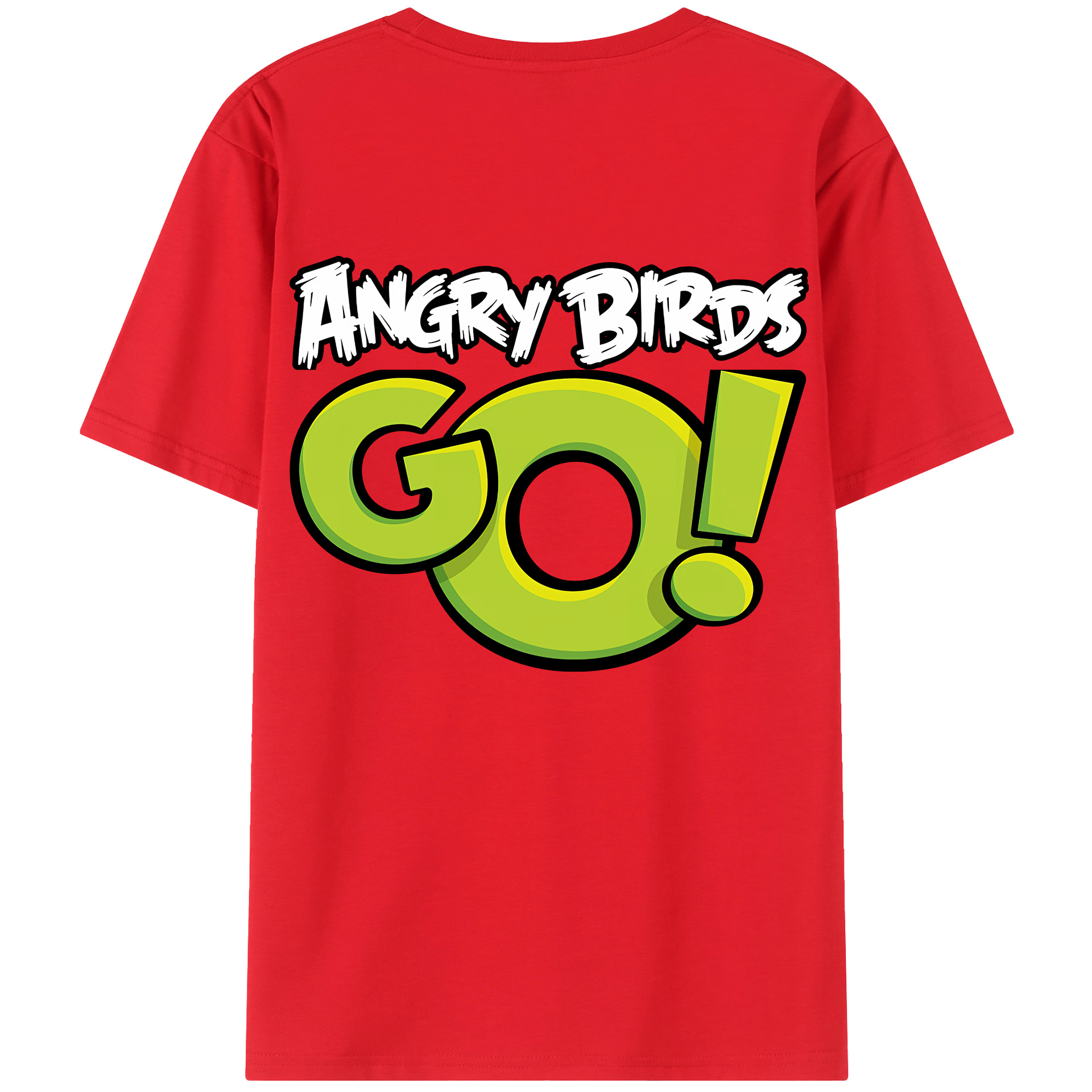 （画像用） Angry Birds アングリーバード 綿100％ メンズ半袖Tシャツ（バックプリント） 通気性
