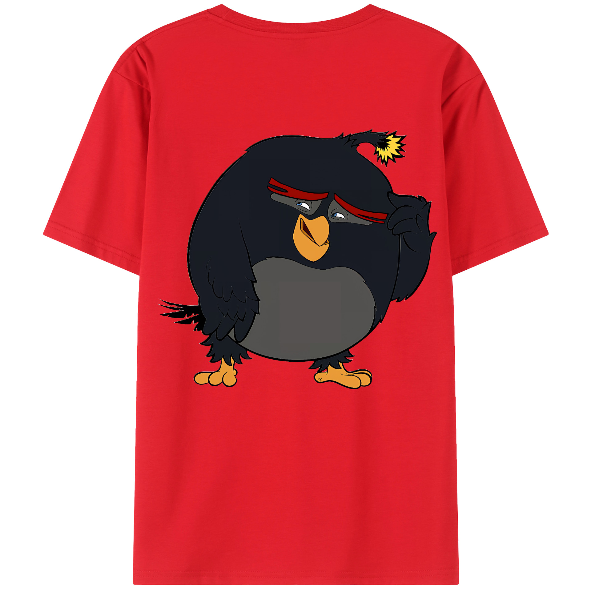 （画像用） Angry Birds アングリーバード 綿100％ メンズ半袖Tシャツ（バックプリント） 通気性