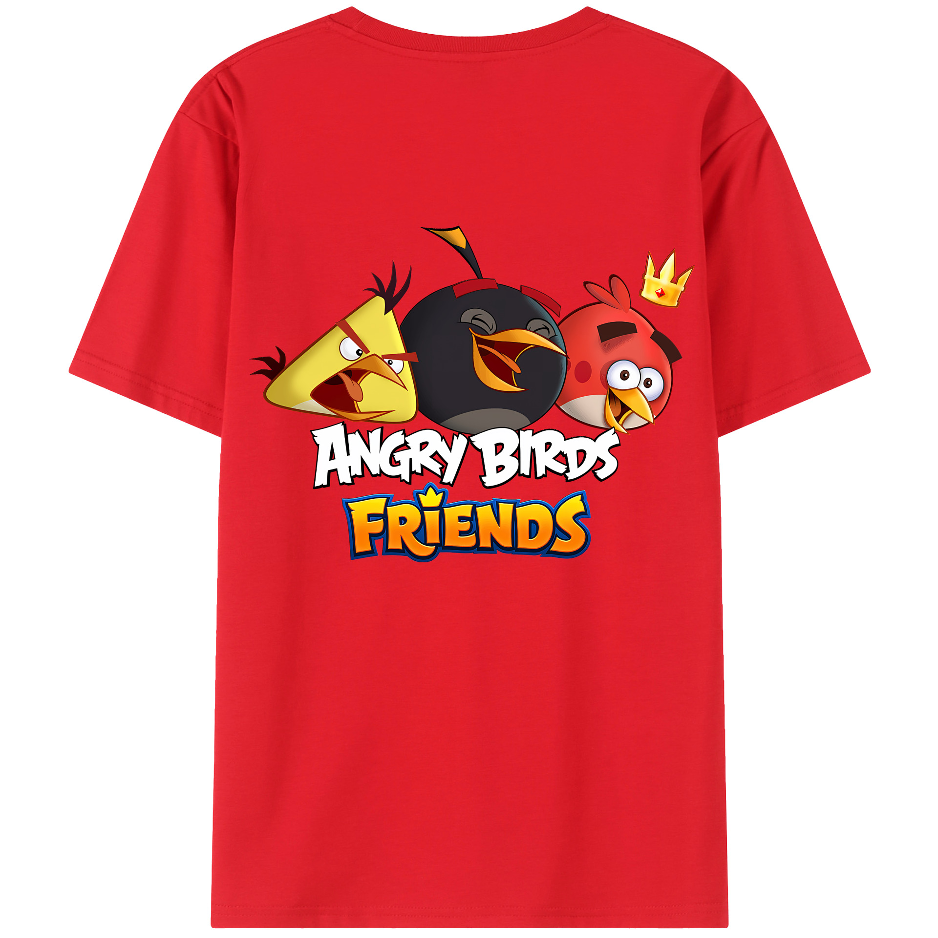 （画像用） Angry Birds アングリーバード 綿100％ メンズ半袖Tシャツ（バックプリント） 通気性