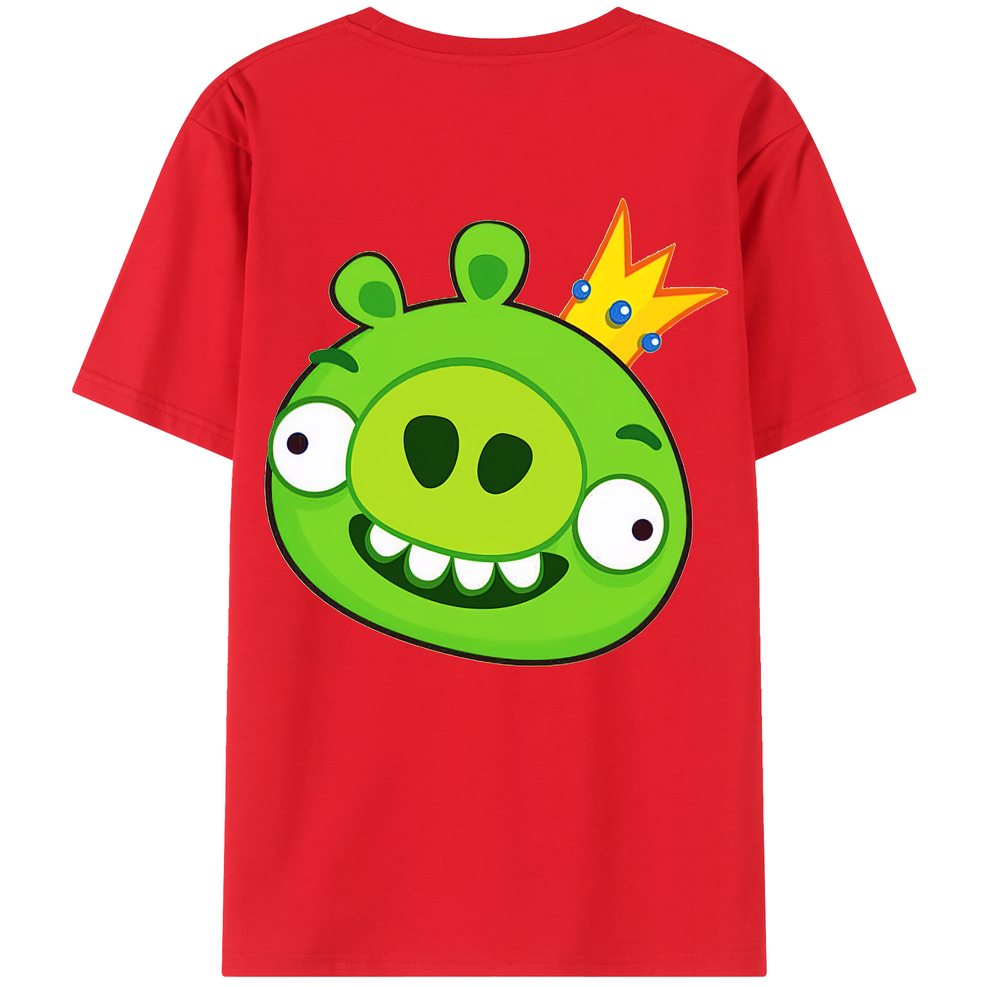 （画像用） Angry Birds アングリーバード 綿100％ メンズ半袖Tシャツ（バックプリント） 通気性
