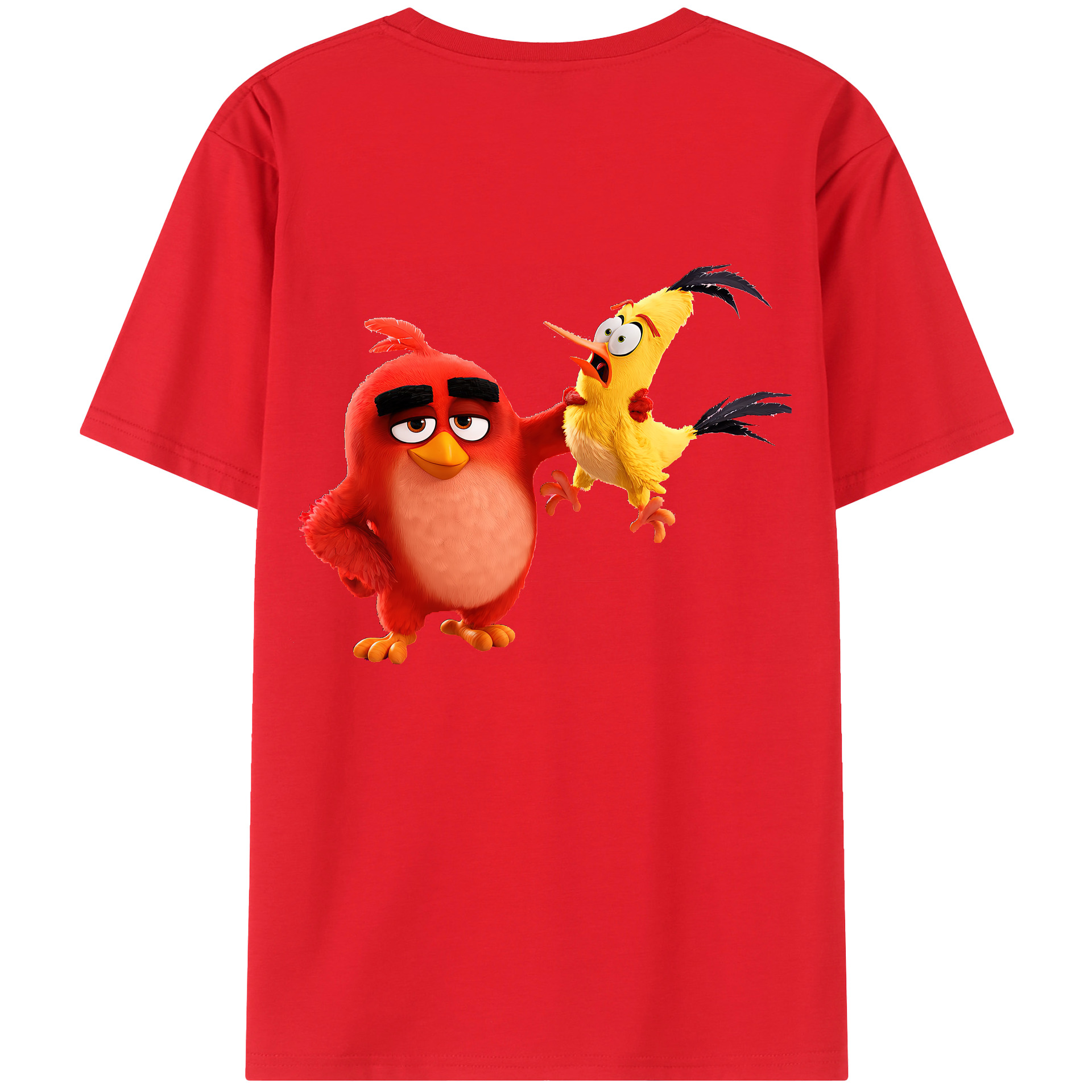 （画像用） Angry Birds アングリーバード 綿100％ メンズ半袖Tシャツ（バックプリント） 通気性
