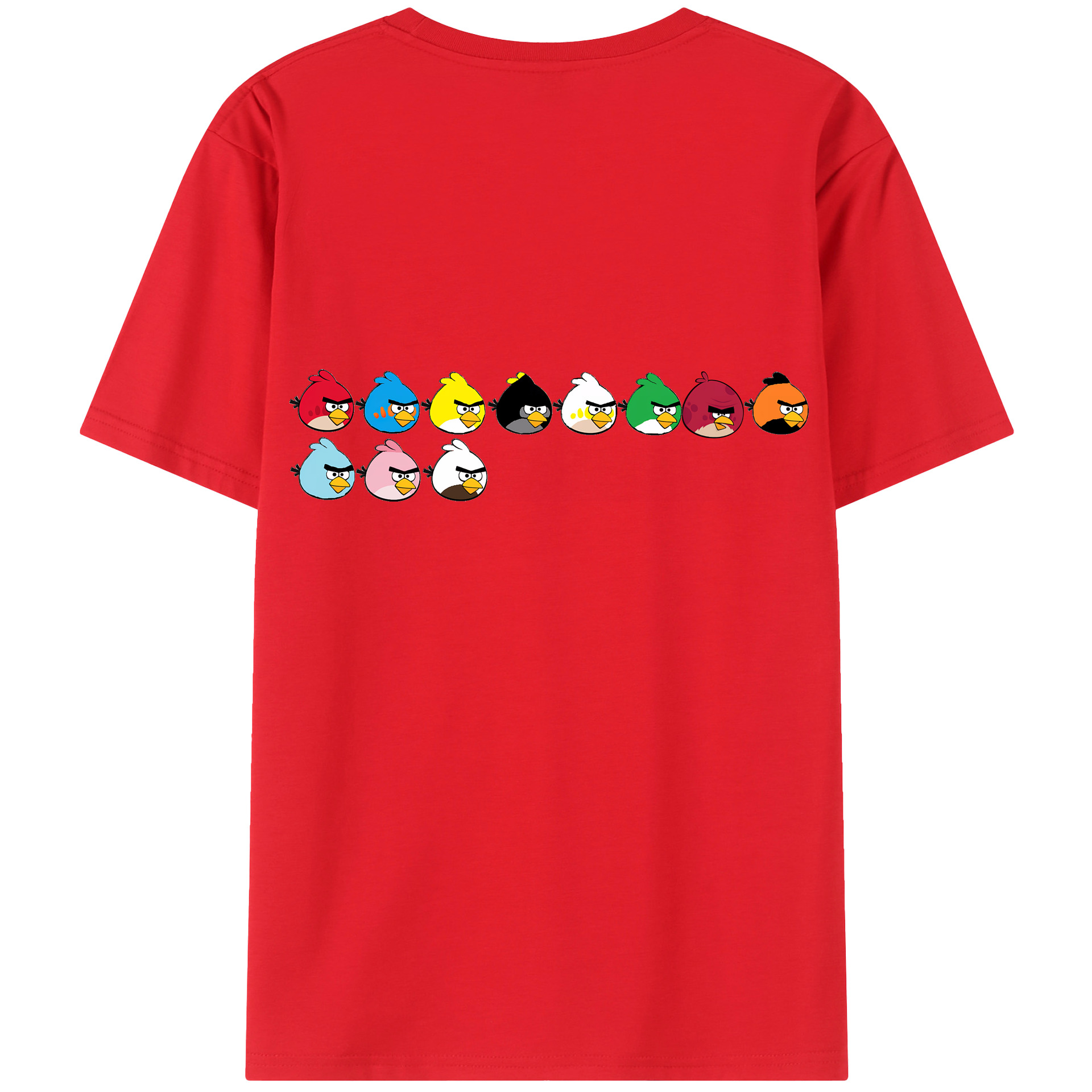 （画像用） Angry Birds アングリーバード 綿100％ メンズ半袖Tシャツ（バックプリント） 通気性
