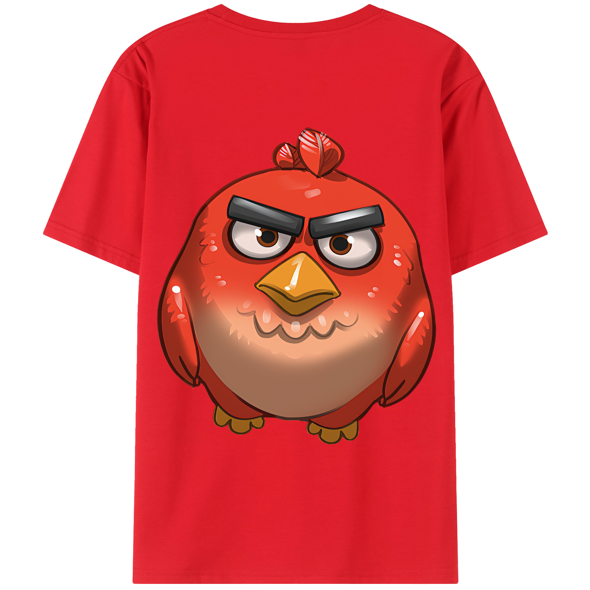 （画像用） Angry Birds アングリーバード 綿100％ メンズ半袖Tシャツ（バックプリント） 通気性
