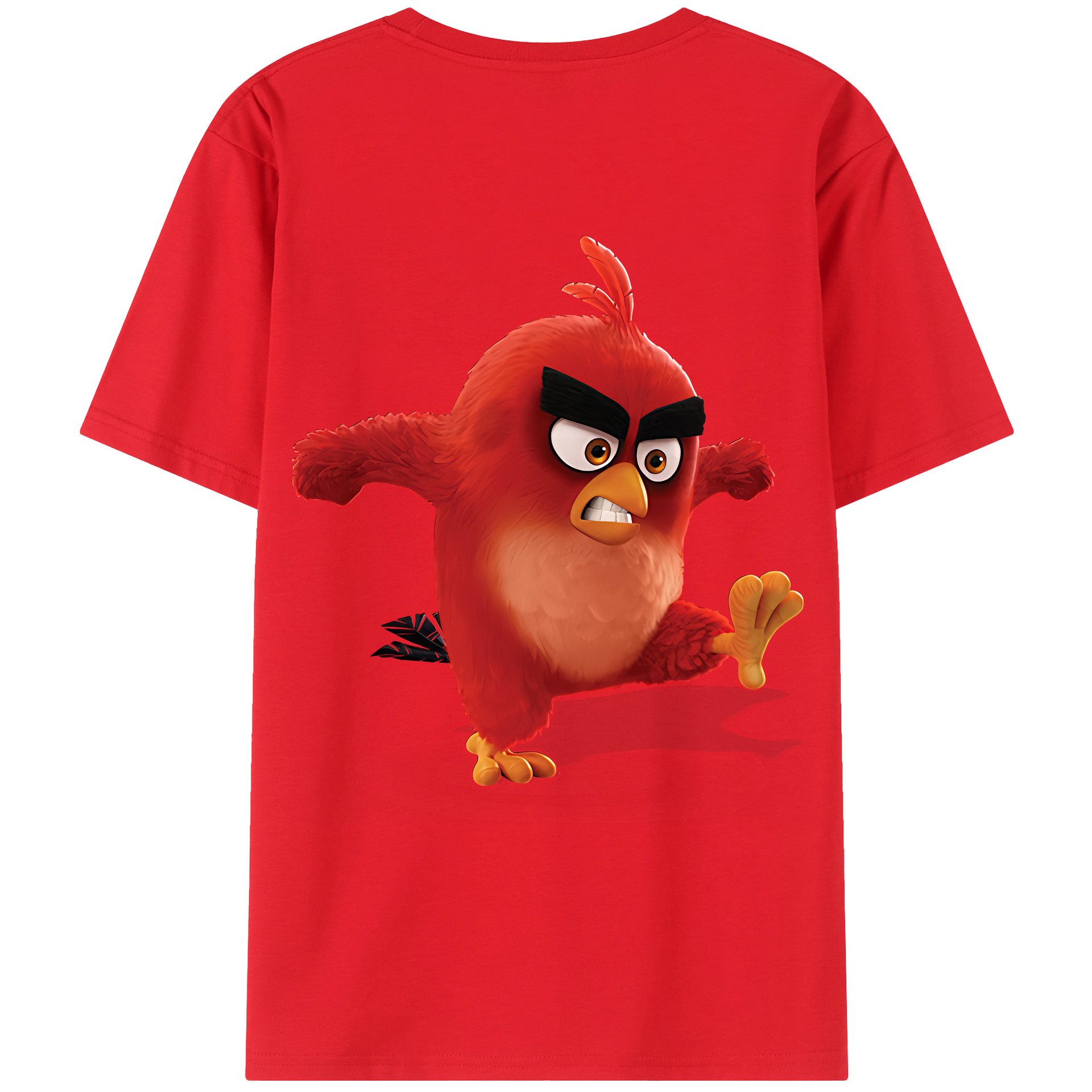 （画像用） Angry Birds アングリーバード 綿100％ メンズ半袖Tシャツ（バックプリント） 通気性