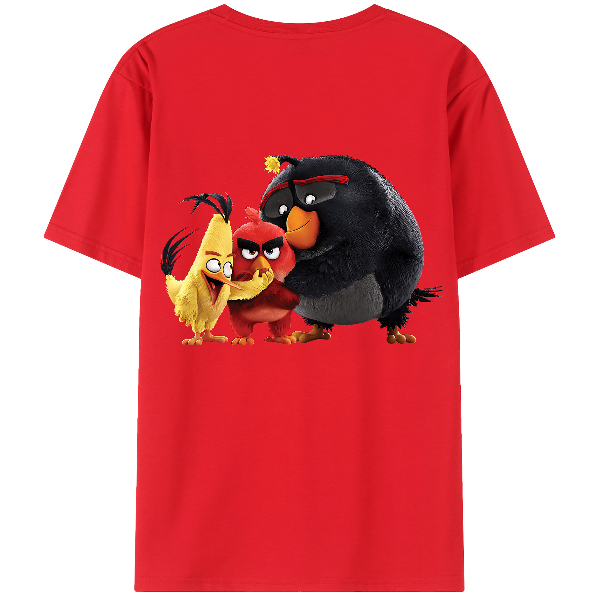 （画像用） Angry Birds アングリーバード 綿100％ メンズ半袖Tシャツ（バックプリント） 通気性