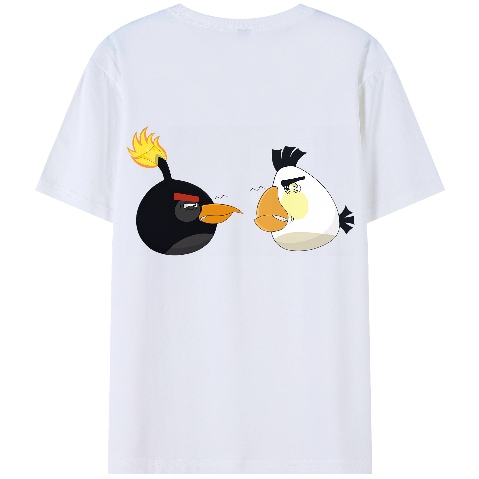 （画像用） Angry Birds アングリーバード 綿100％ メンズ半袖Tシャツ（バックプリント） 通気性
