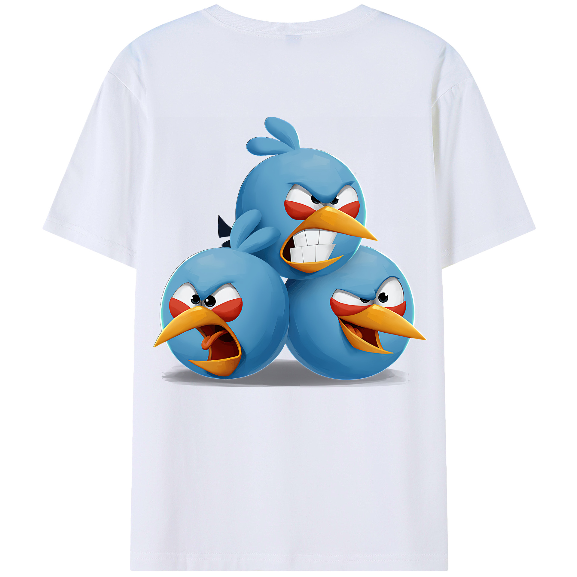 （画像用） Angry Birds アングリーバード 綿100％ メンズ半袖Tシャツ（バックプリント） 通気性