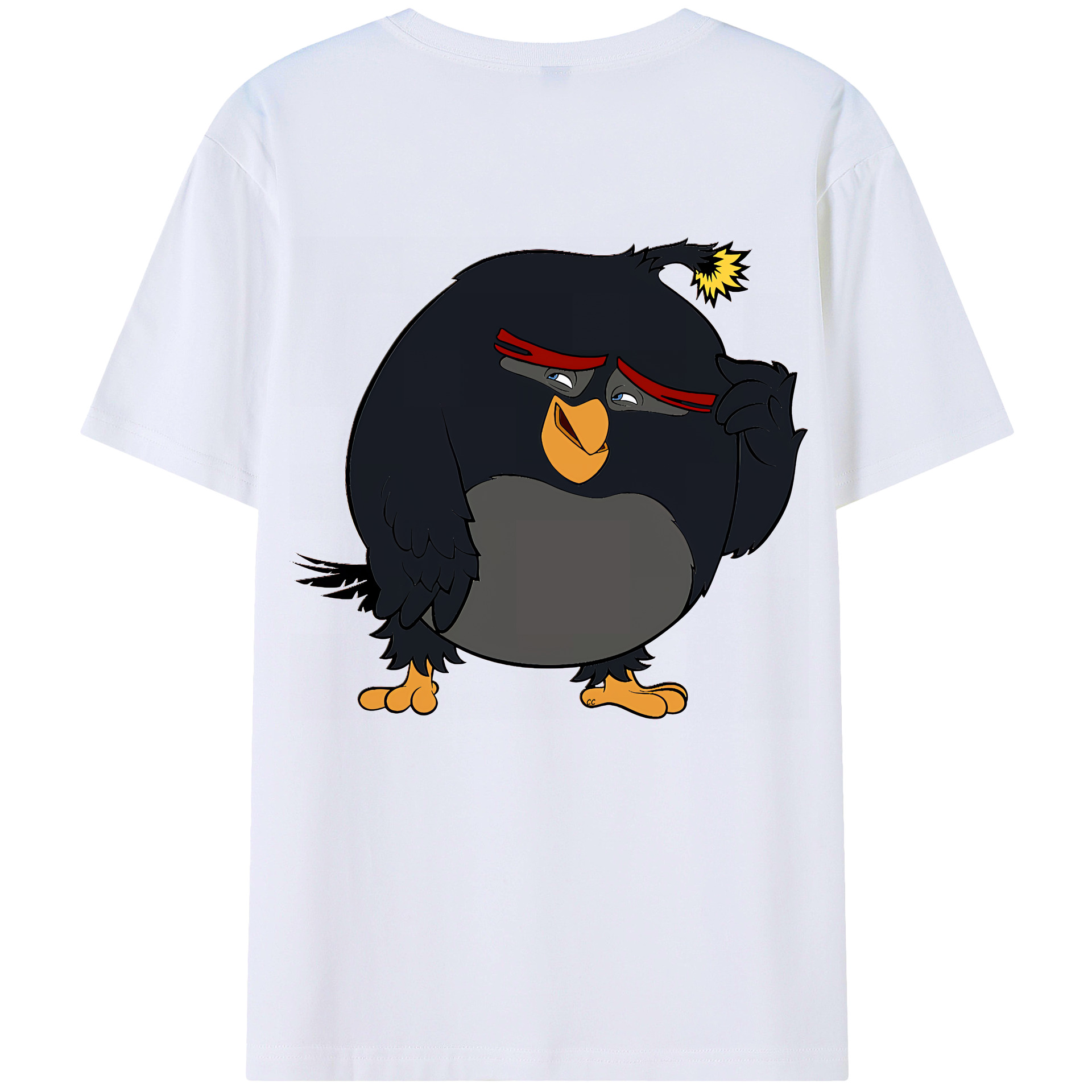 （画像用） Angry Birds アングリーバード 綿100％ メンズ半袖Tシャツ（バックプリント） 通気性