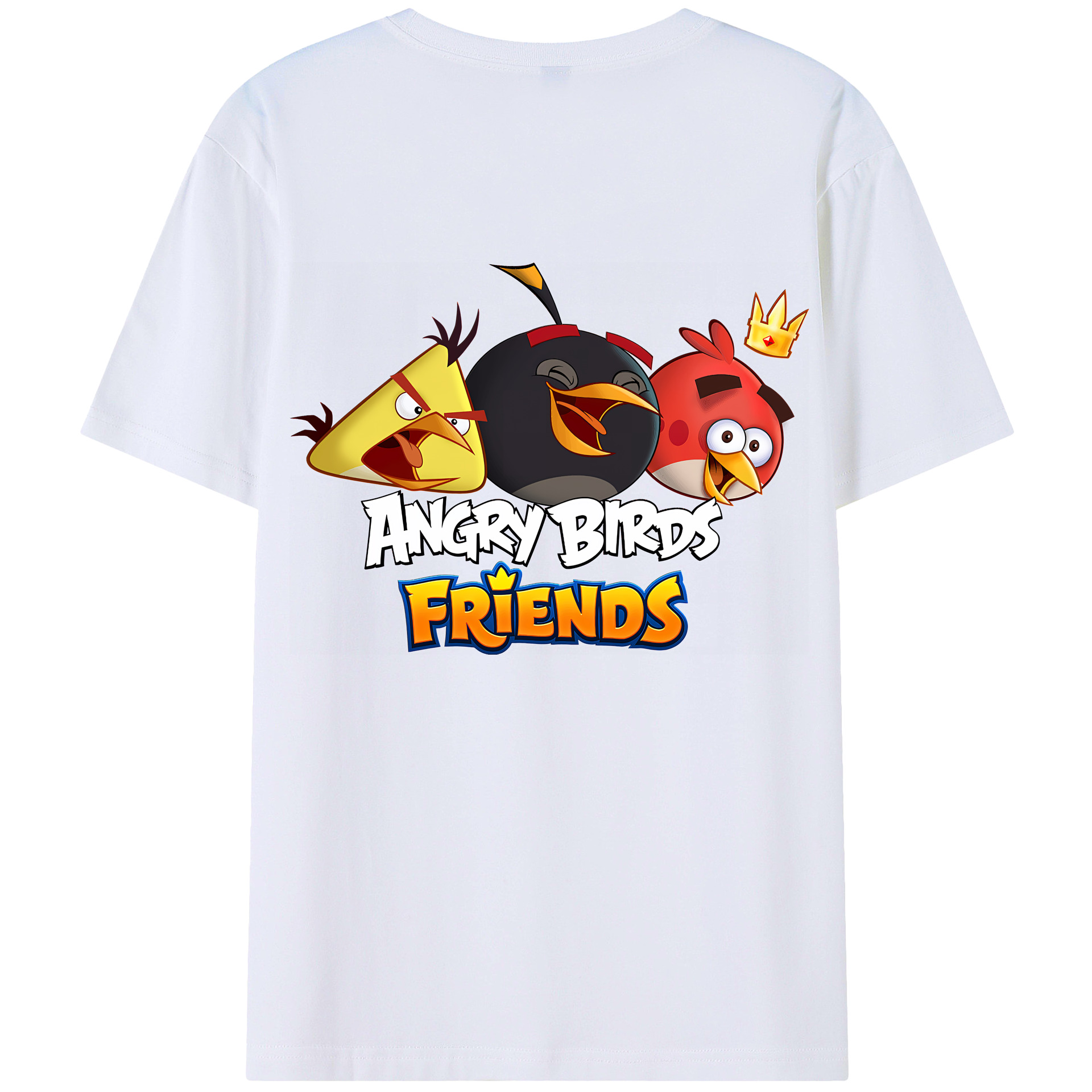 （画像用） Angry Birds アングリーバード 綿100％ メンズ半袖Tシャツ（バックプリント） 通気性