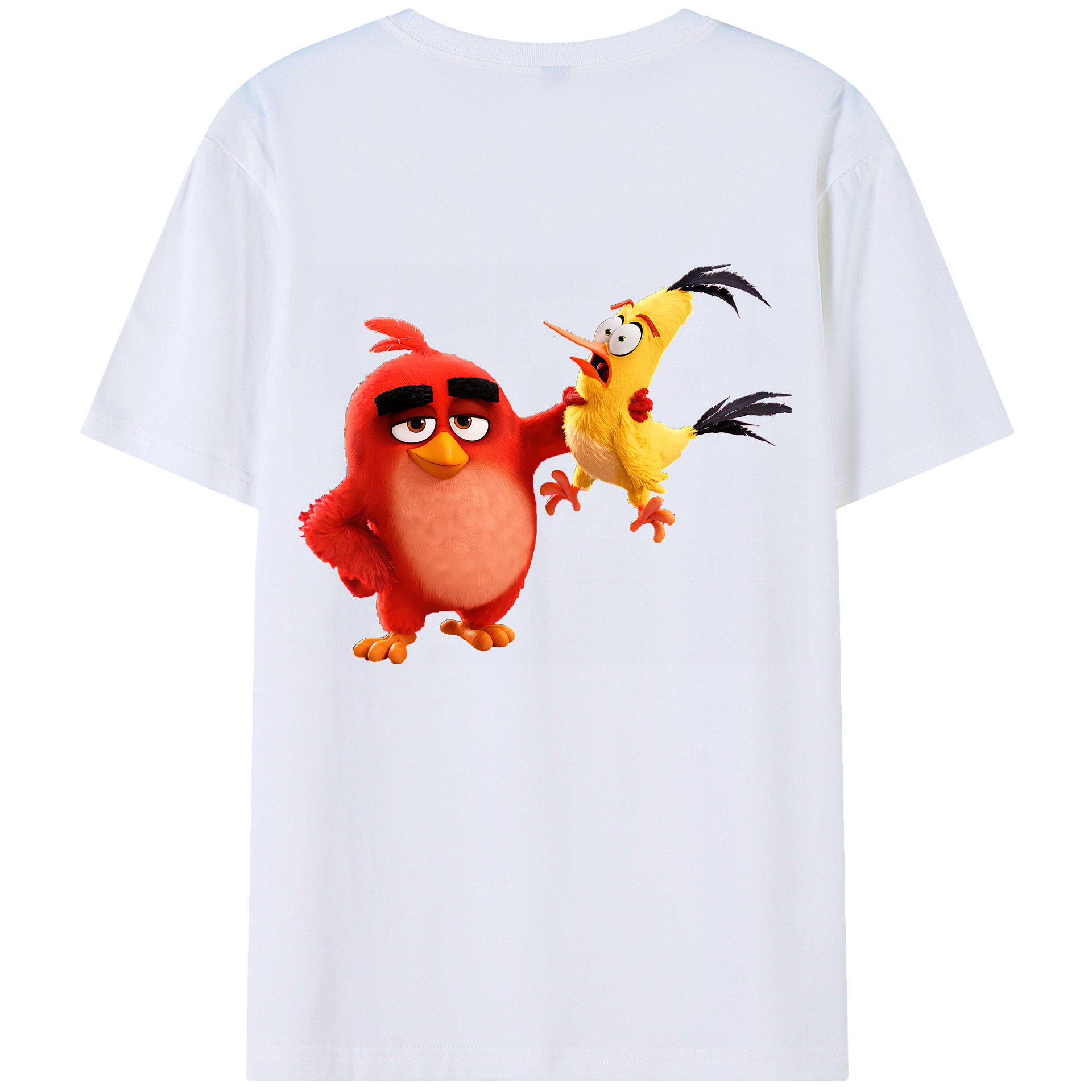 （画像用） Angry Birds アングリーバード 綿100％ メンズ半袖Tシャツ（バックプリント） 通気性