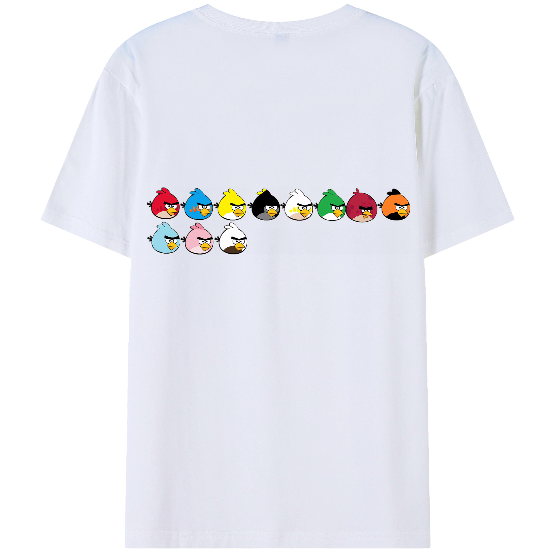 （画像用） Angry Birds アングリーバード 綿100％ メンズ半袖Tシャツ（バックプリント） 通気性