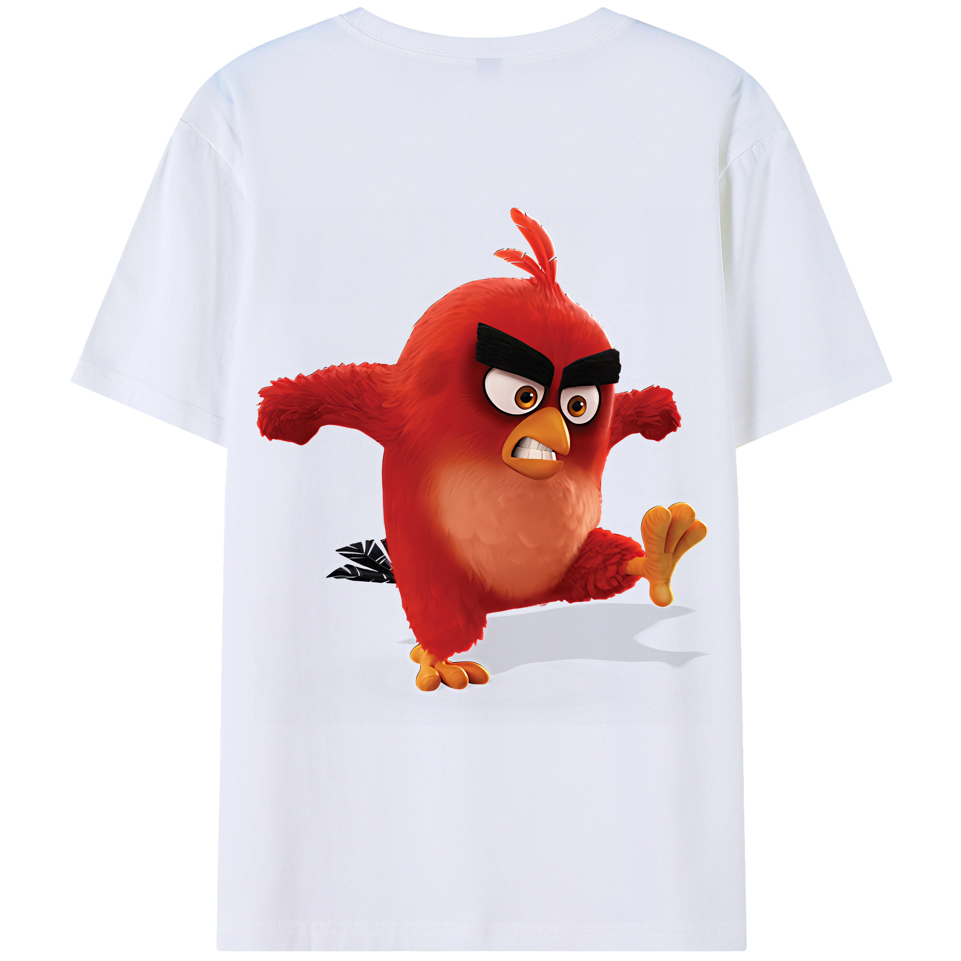 （画像用） Angry Birds アングリーバード 綿100％ メンズ半袖Tシャツ（バックプリント） 通気性