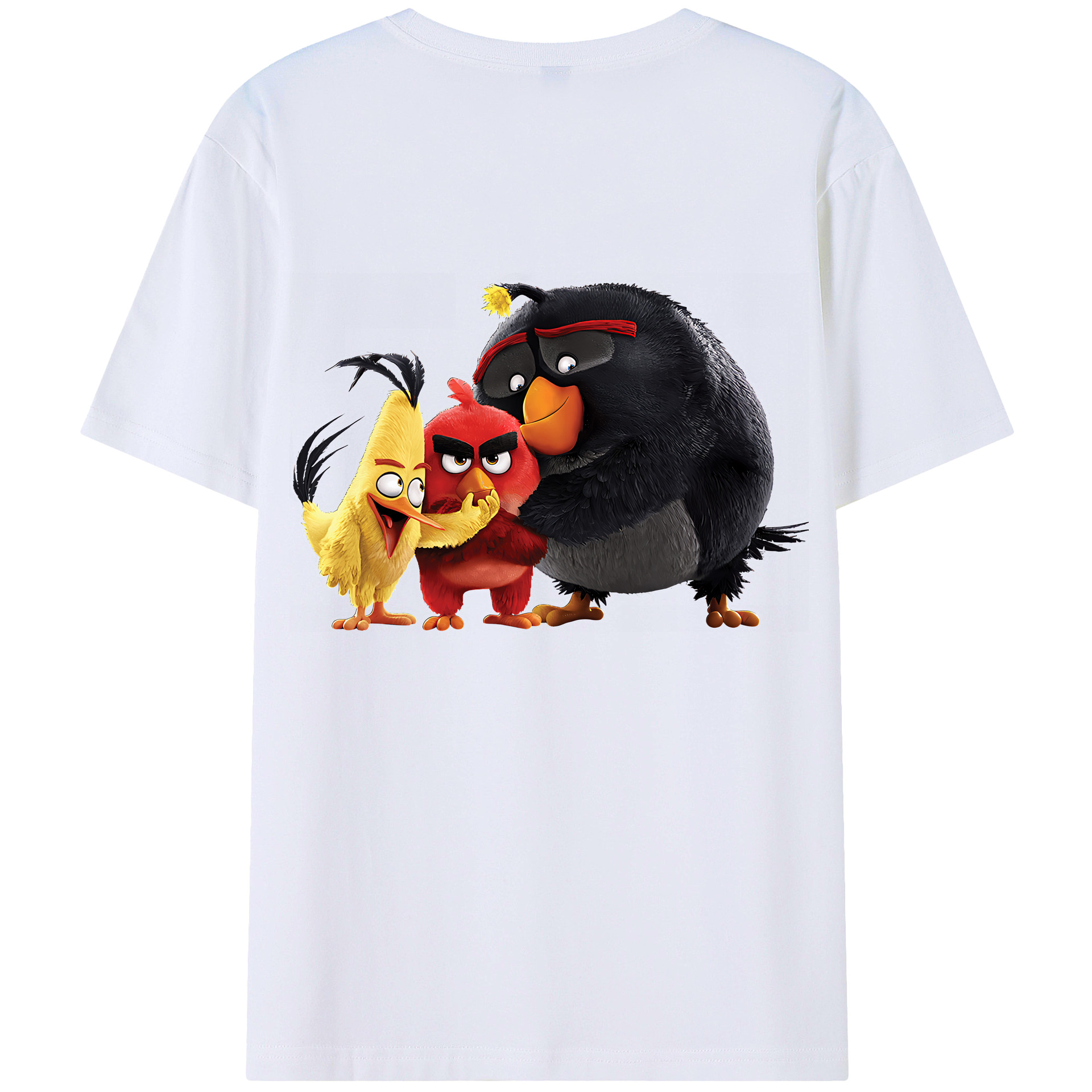 （画像用） Angry Birds アングリーバード 綿100％ メンズ半袖Tシャツ（バックプリント） 通気性
