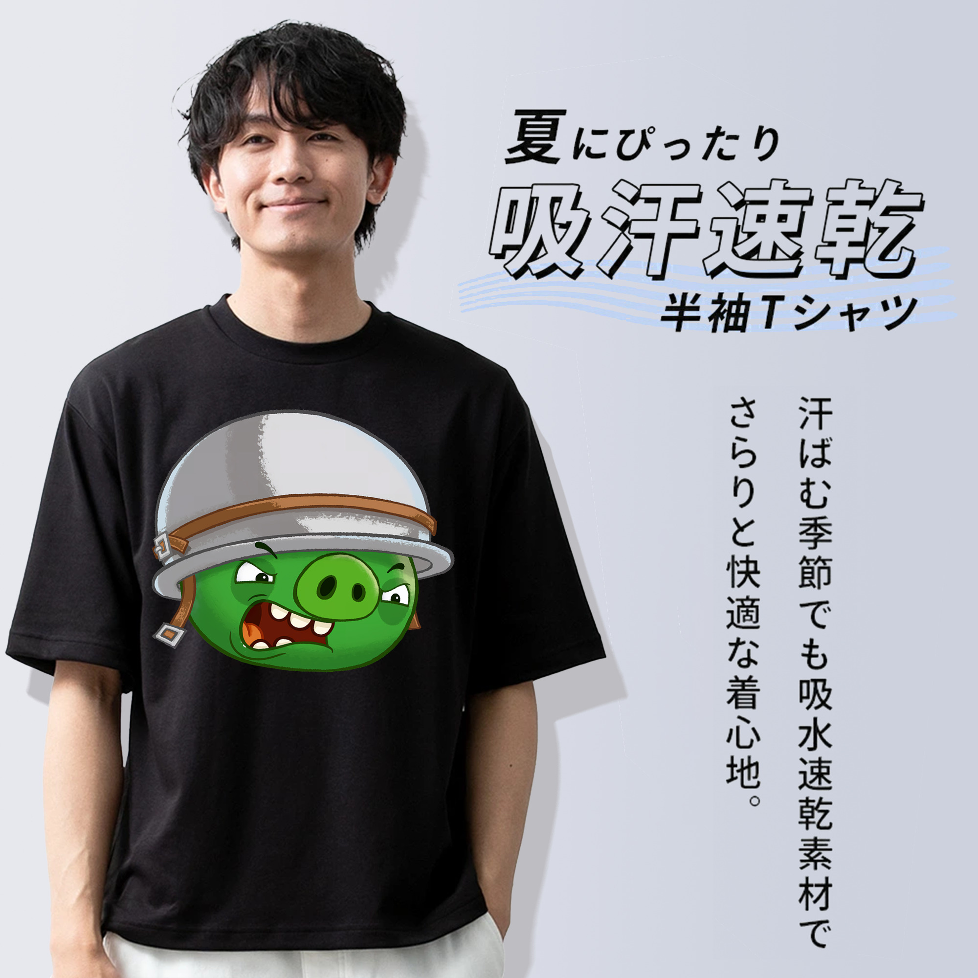 Angry Birds アングリーバード 綿100％ メンズ半袖Tシャツ｜肌触りやわらか＆通気性