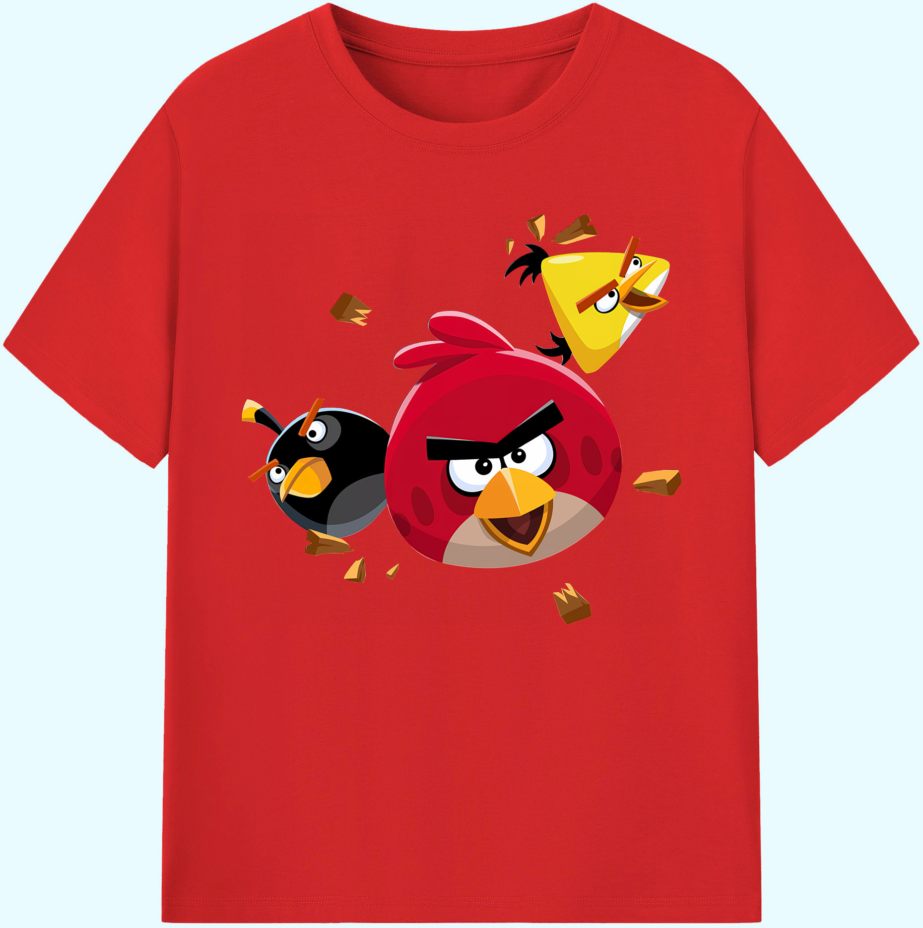 （画像用） Angry Birds アングリーバード 綿100％ メンズ半袖Tシャツ｜肌触りやわらか＆通気性