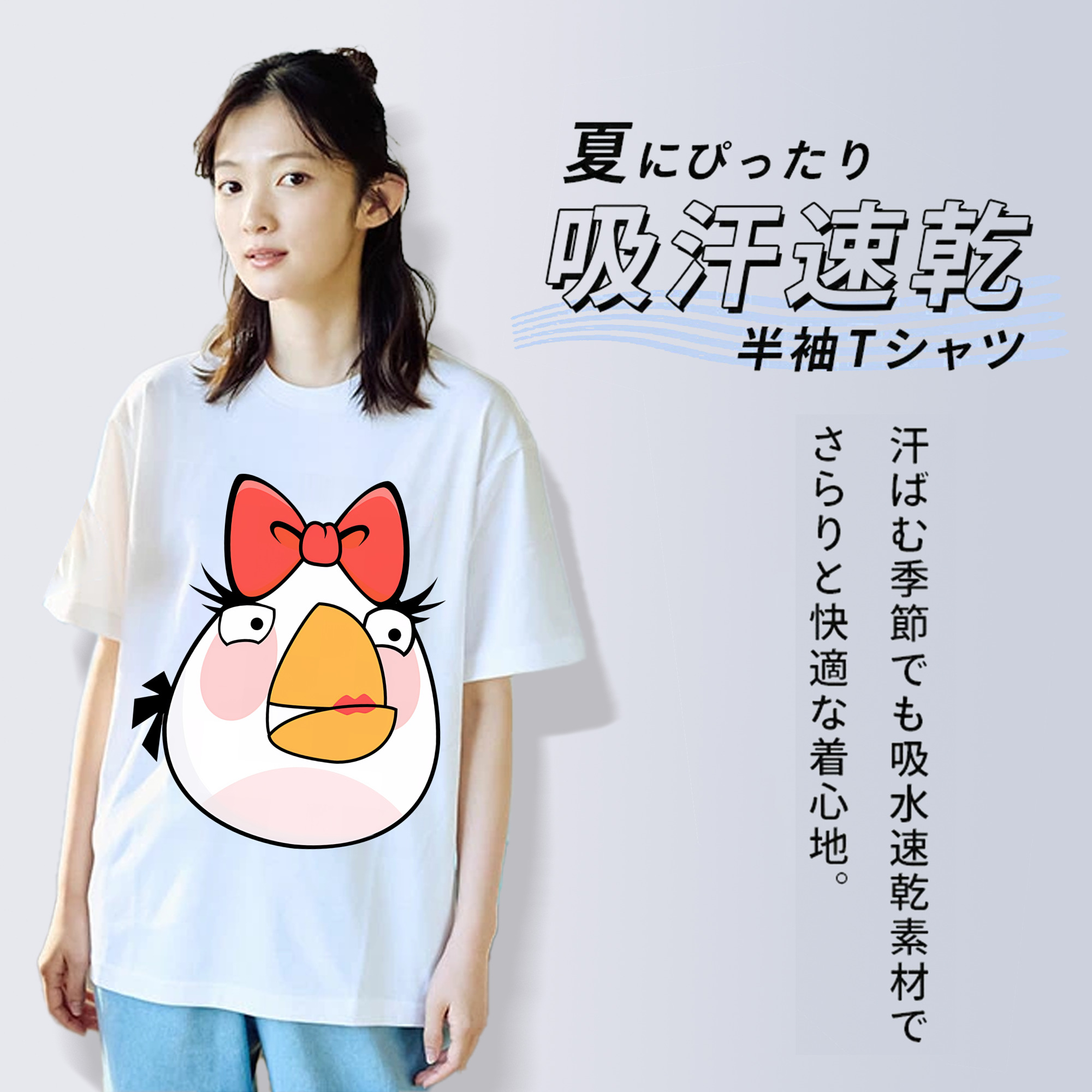 Angry Birds アングリーバード レディースカジュアルプリントTシャツ（綿100％）