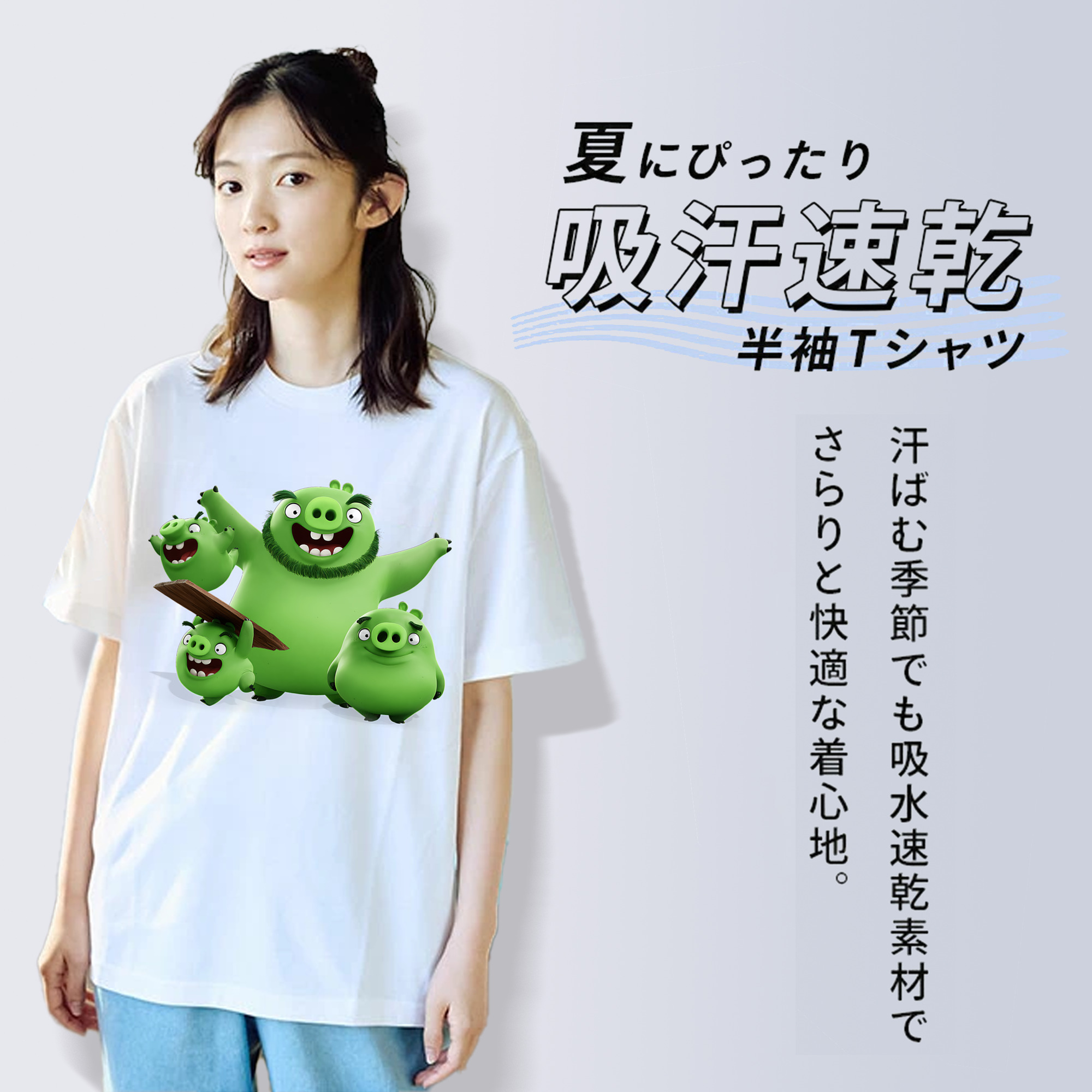 Angry Birds アングリーバード レディースカジュアルプリントTシャツ（綿100％）