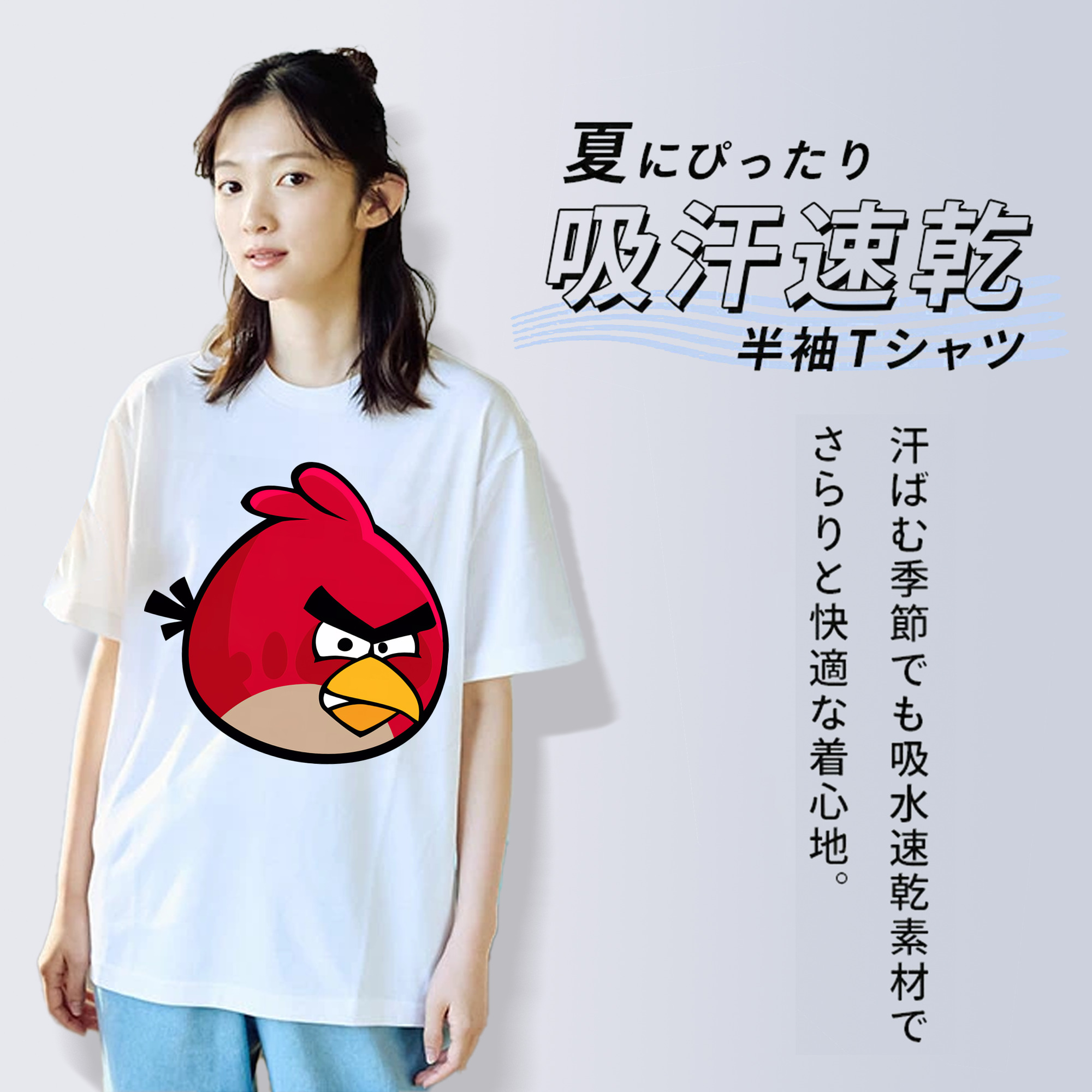 Angry Birds アングリーバード レディースカジュアルプリントTシャツ（綿100％）