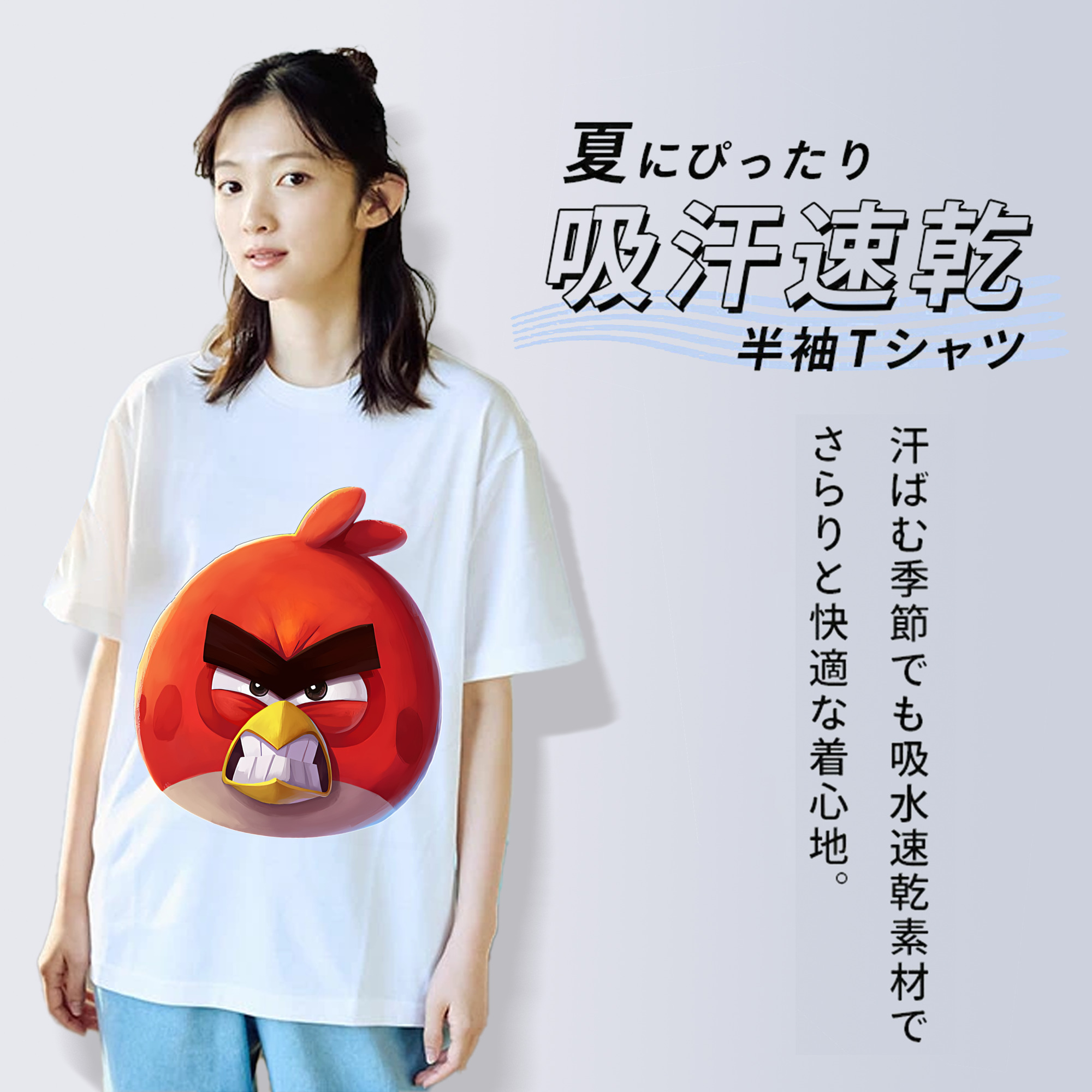 Angry Birds アングリーバード レディースカジュアルプリントTシャツ（綿100％）