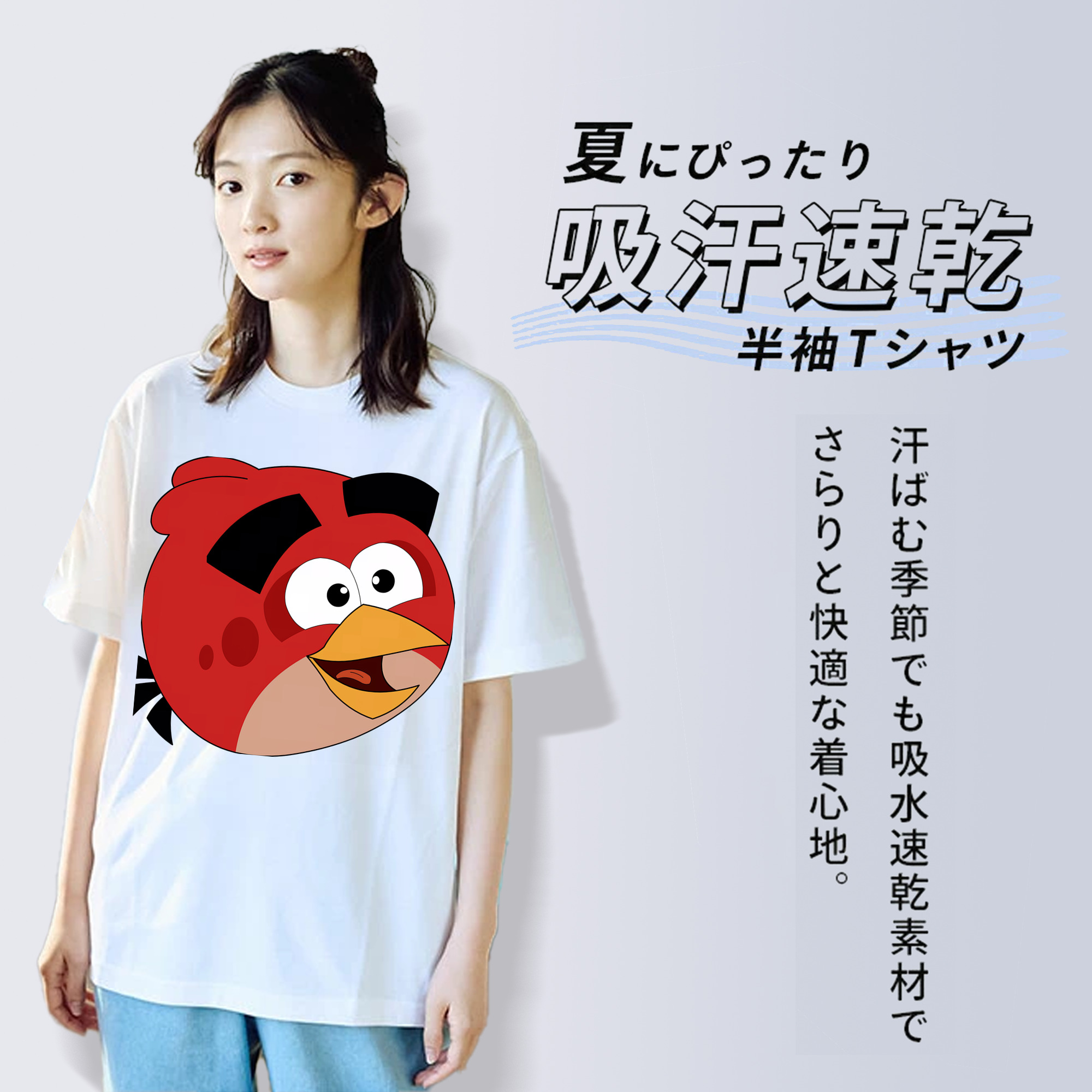 Angry Birds アングリーバード レディースカジュアルプリントTシャツ（綿100％）