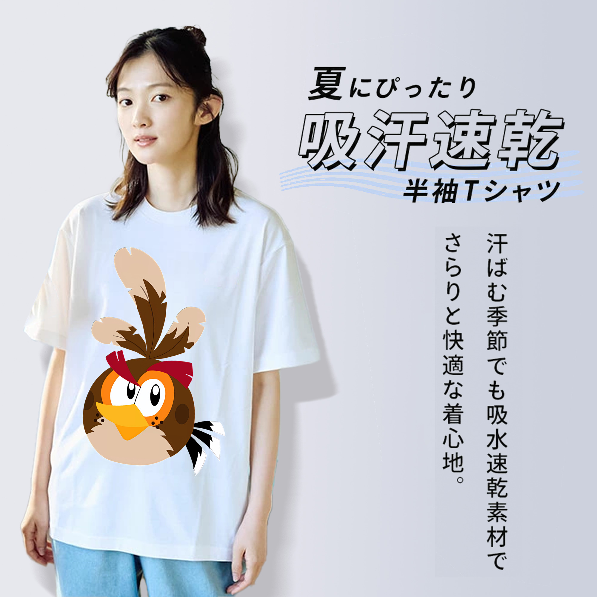 Angry Birds アングリーバード レディースカジュアルプリントTシャツ（綿100％）