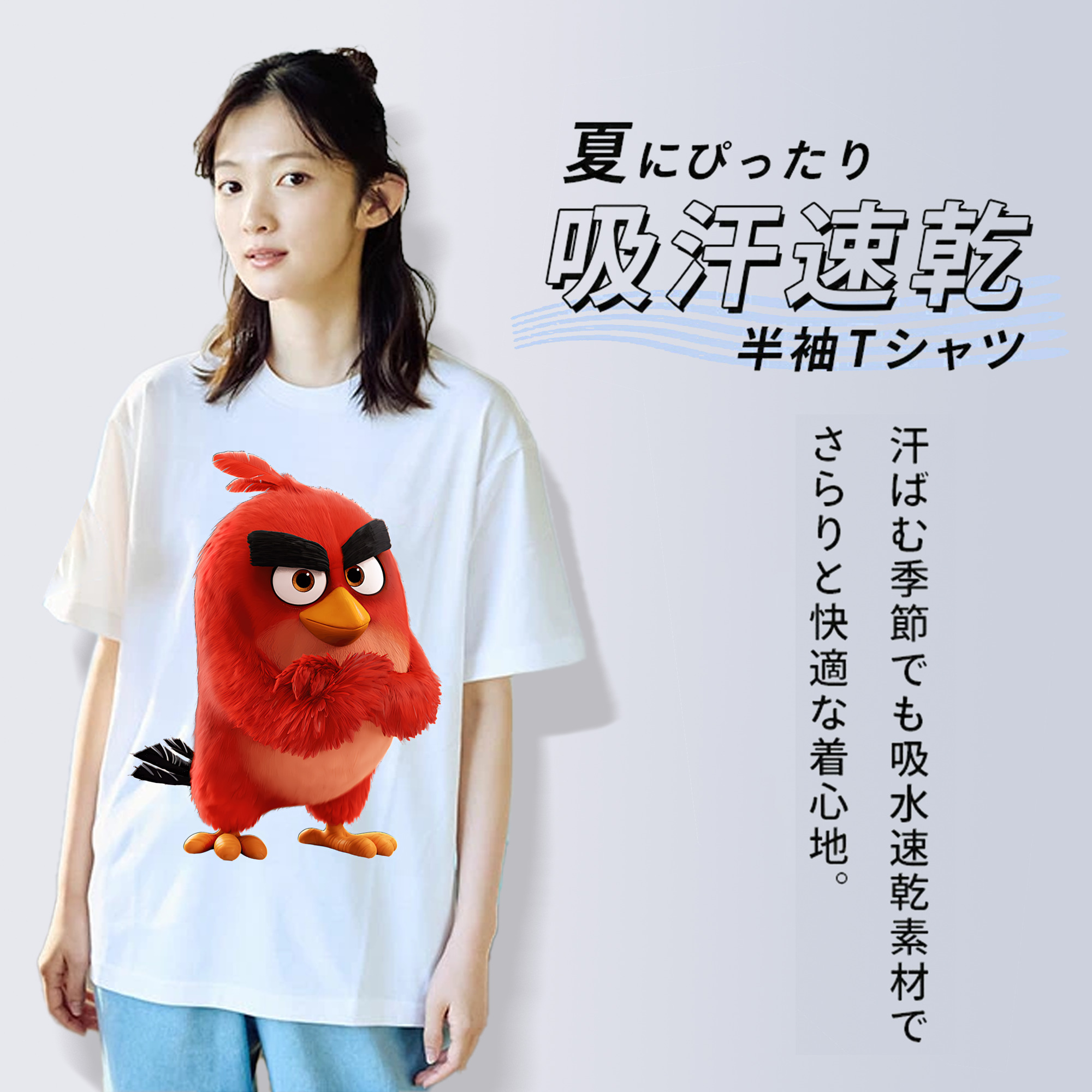 Angry Birds アングリーバード レディースカジュアルプリントTシャツ（綿100％）