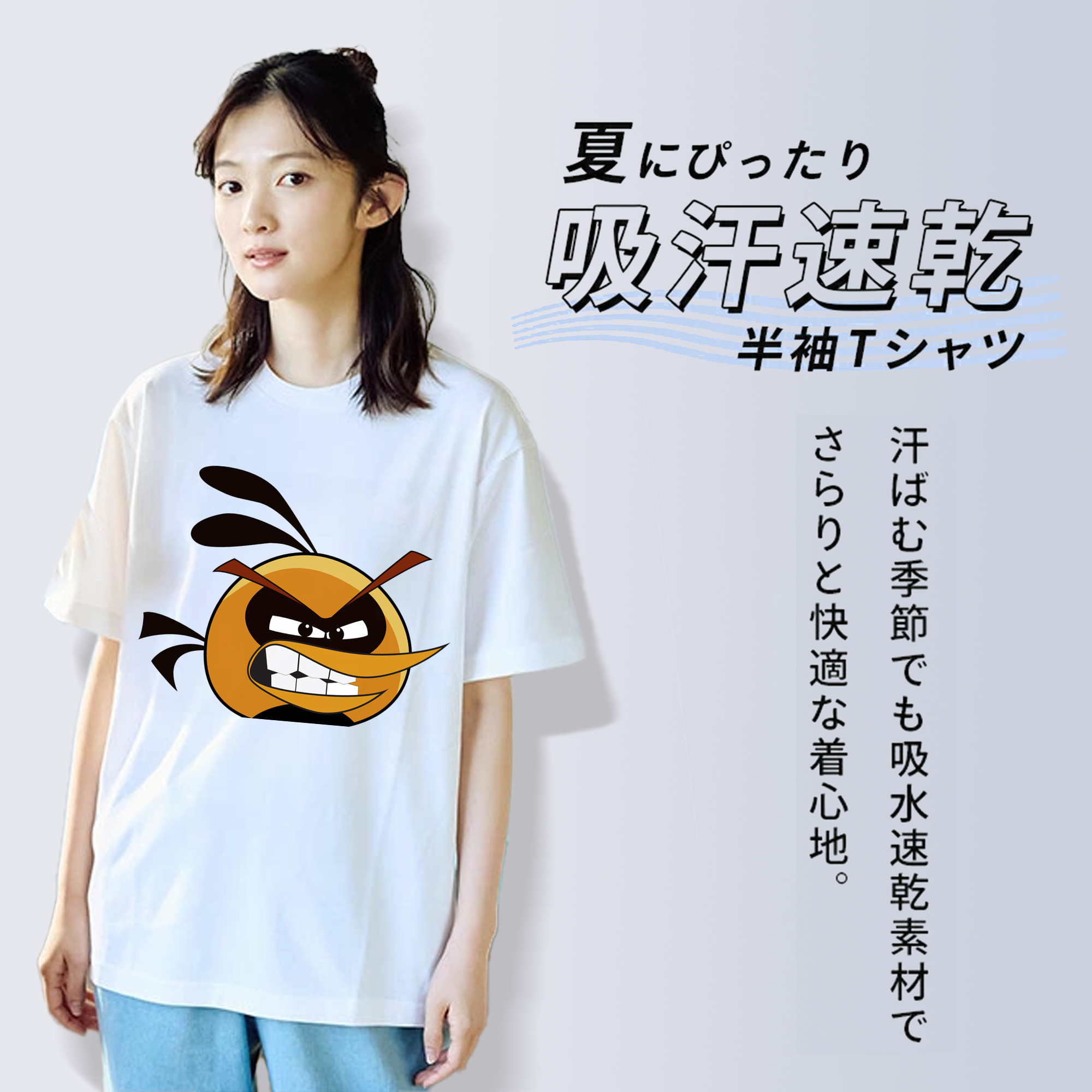 Angry Birds アングリーバード レディースカジュアルプリントTシャツ（綿100％）