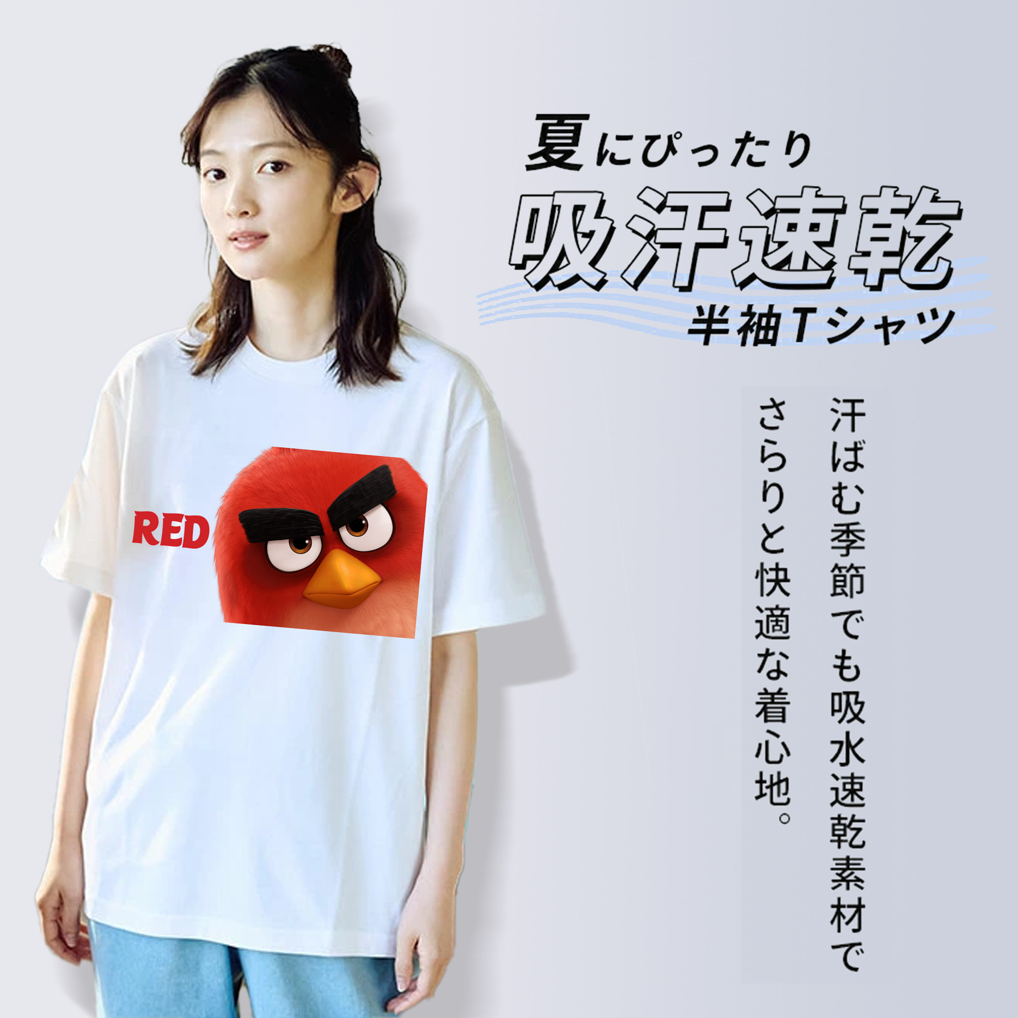 Angry Birds アングリーバード レディースカジュアルプリントTシャツ（綿100％）