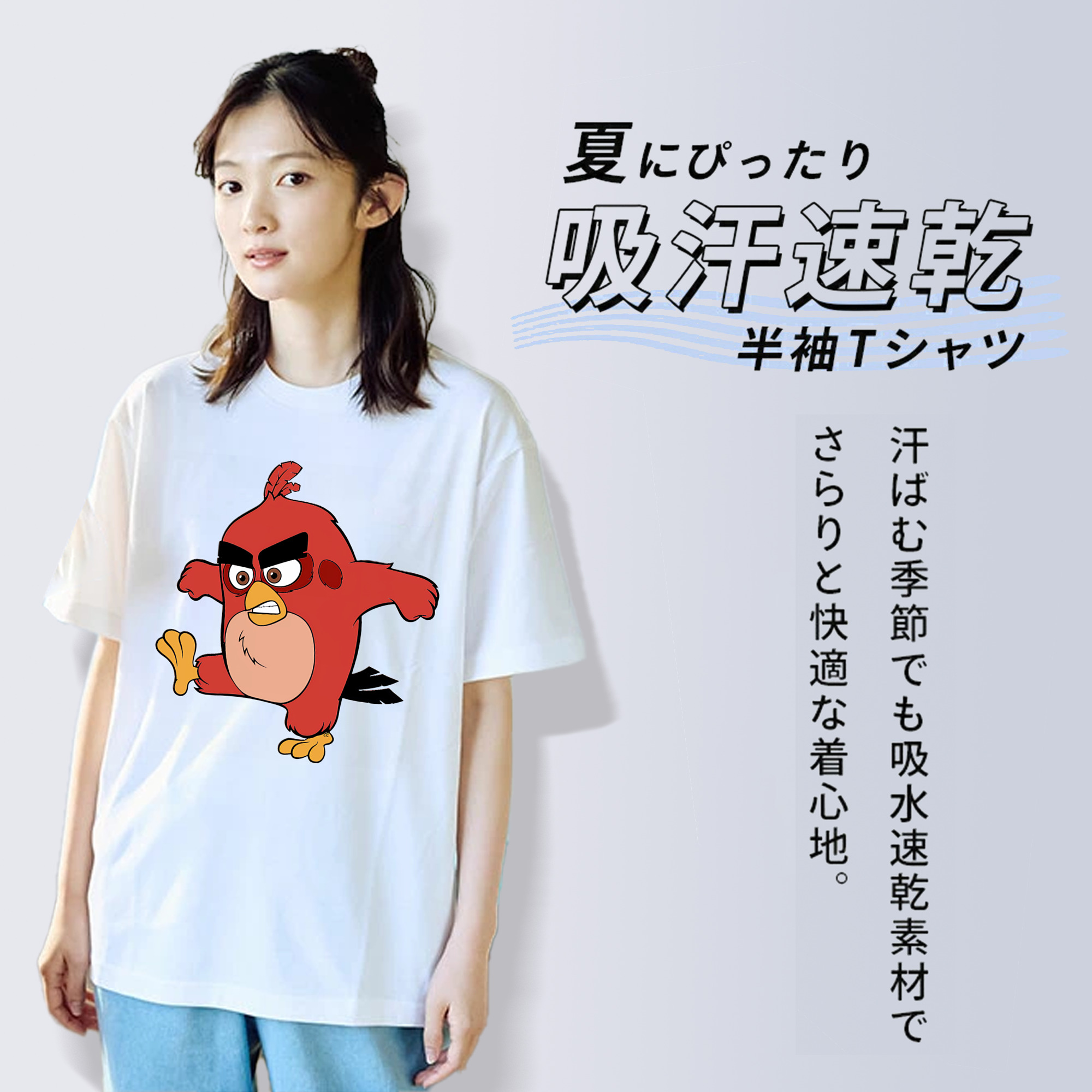 Angry Birds アングリーバード レディースカジュアルプリントTシャツ（綿100％）