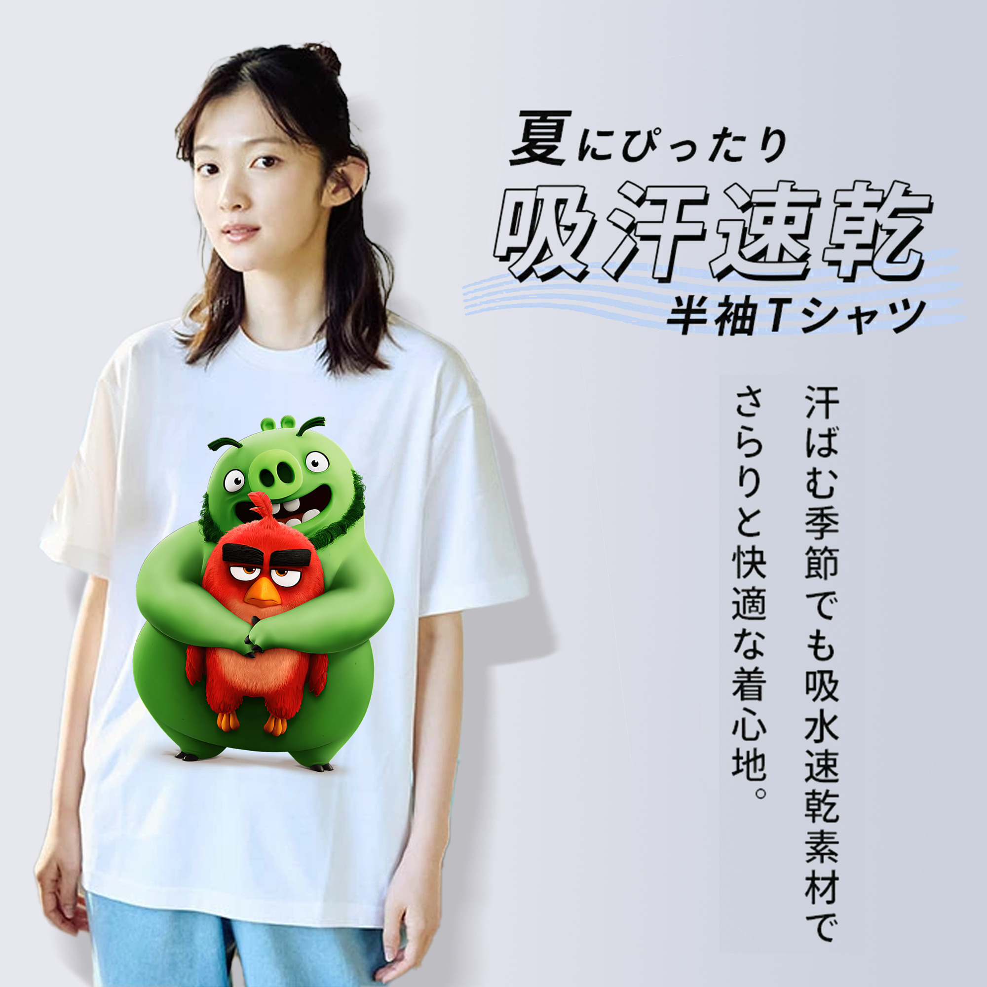 Angry Birds アングリーバード レディースカジュアルプリントTシャツ（綿100％）