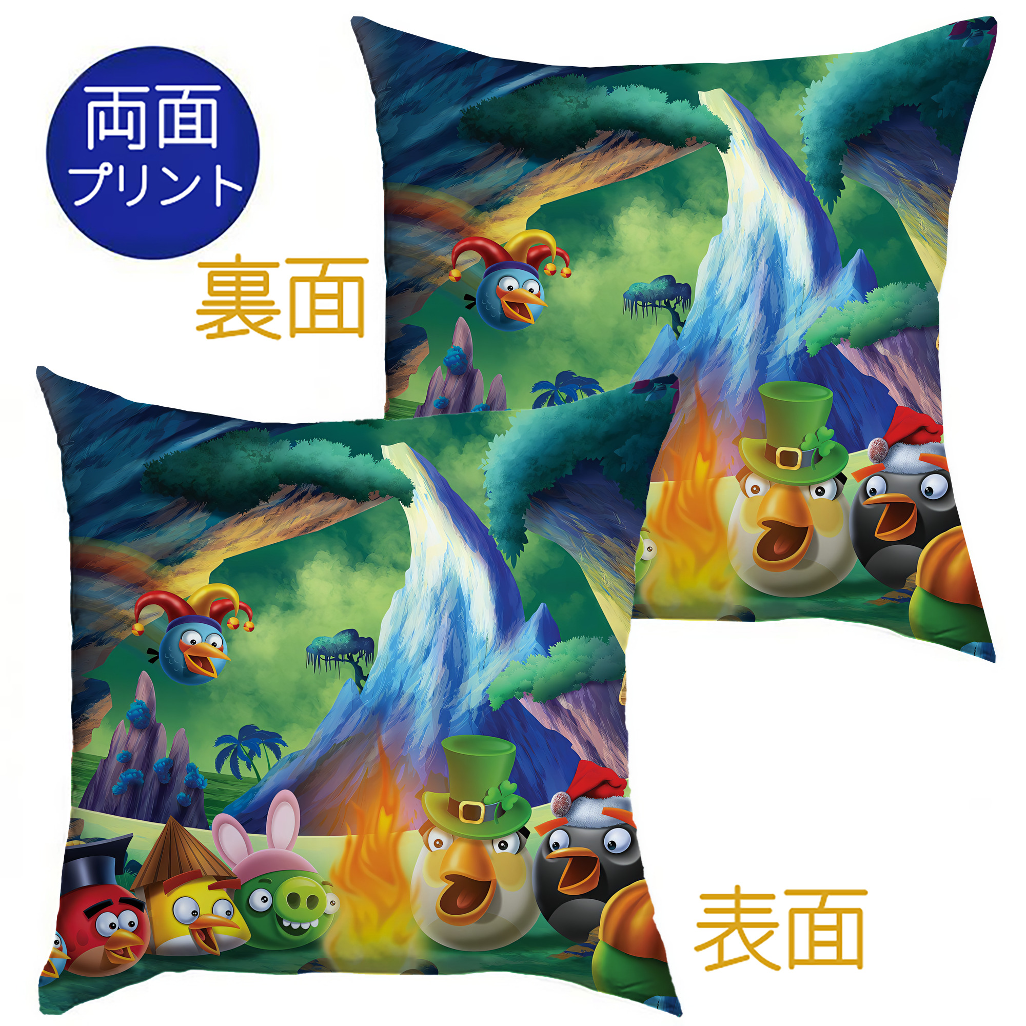 （画像用） Angry Birds アングリーバード クッションカバー＆本体セット（ポリエステル素材）