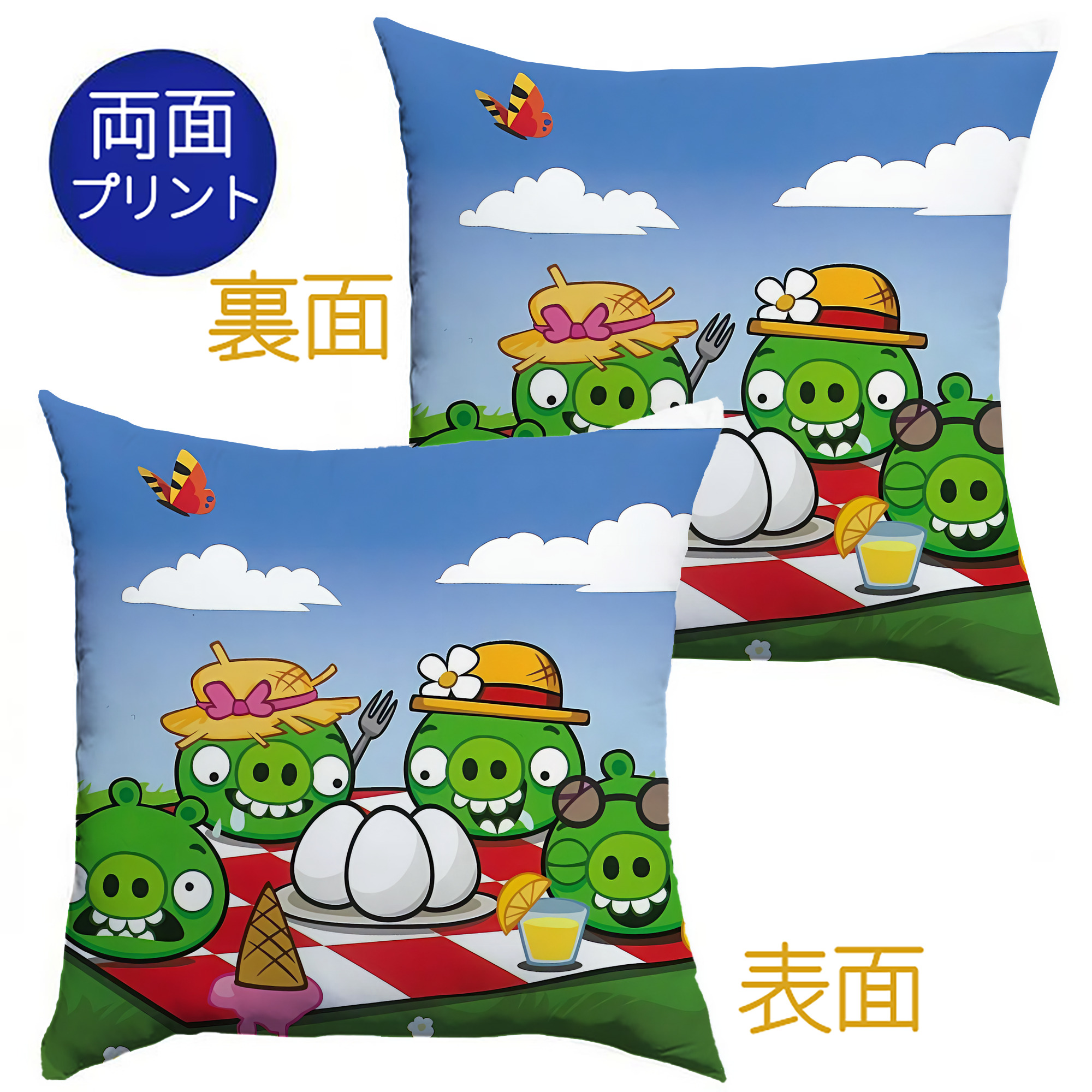 （画像用） Angry Birds アングリーバード クッションカバー＆本体セット（ポリエステル素材）