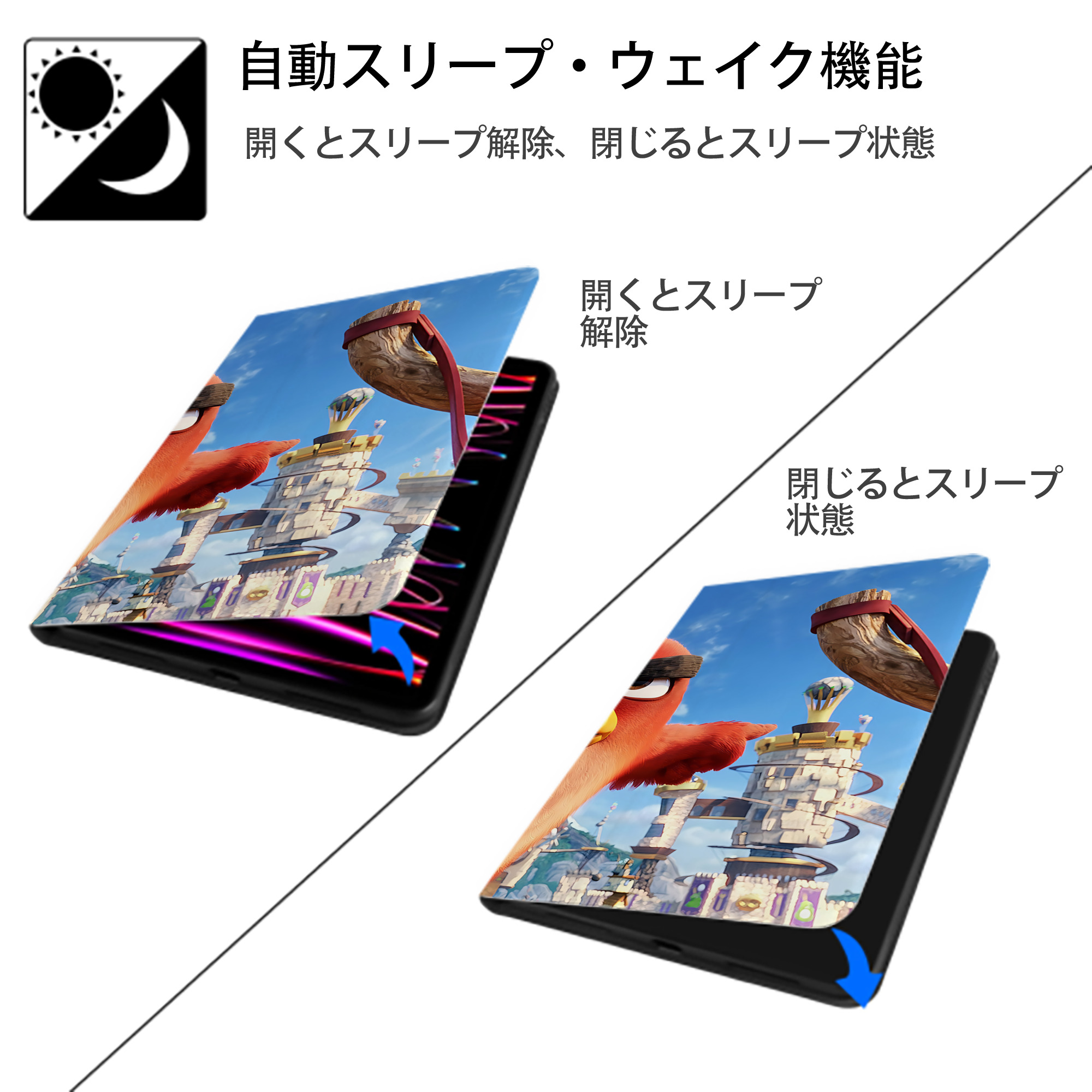 Angry Birds アングリーバード IPad ケース ブック型 PUレザー TPU 耐衝撃 軽量 薄型 ペン収納なし 全面保護 IPad 各モデル対応