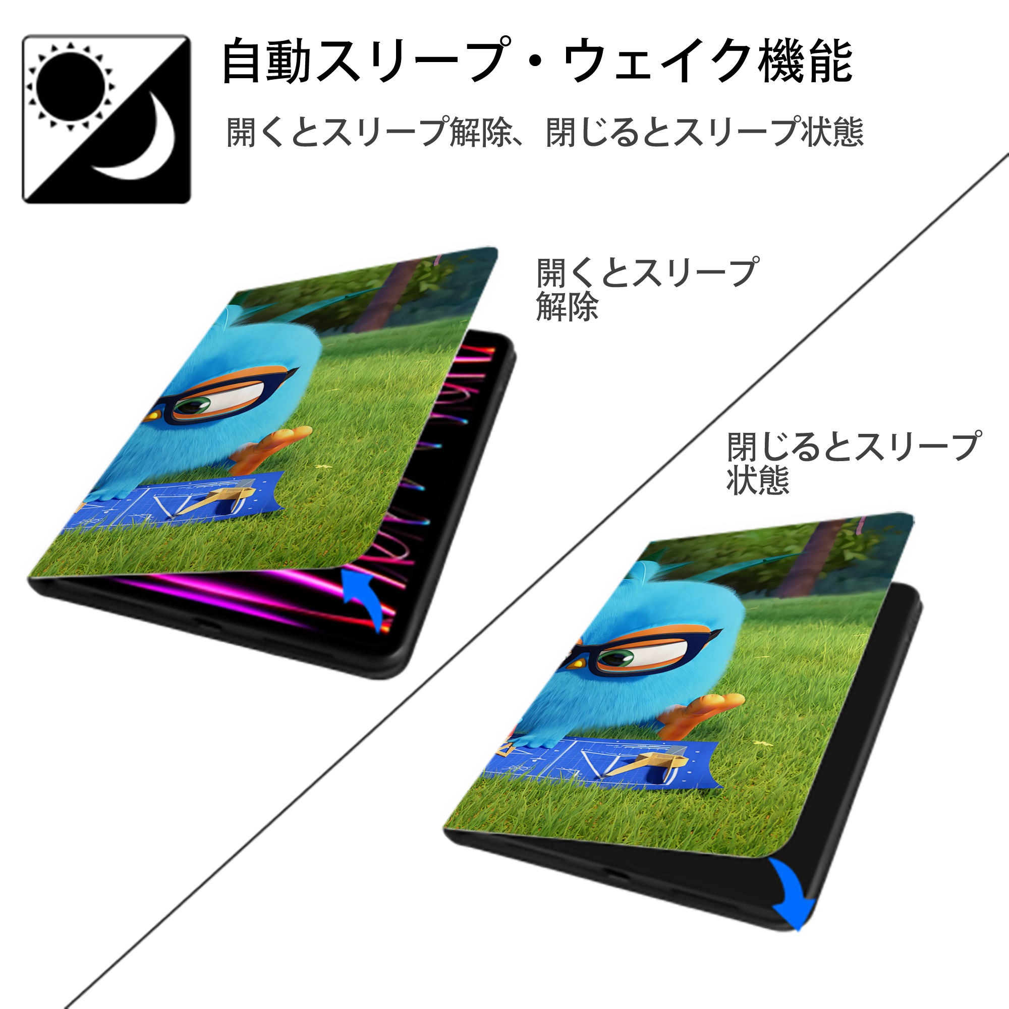 Angry Birds アングリーバード IPad ケース ブック型 PUレザー TPU 耐衝撃 軽量 薄型 ペン収納なし 全面保護 IPad 各モデル対応