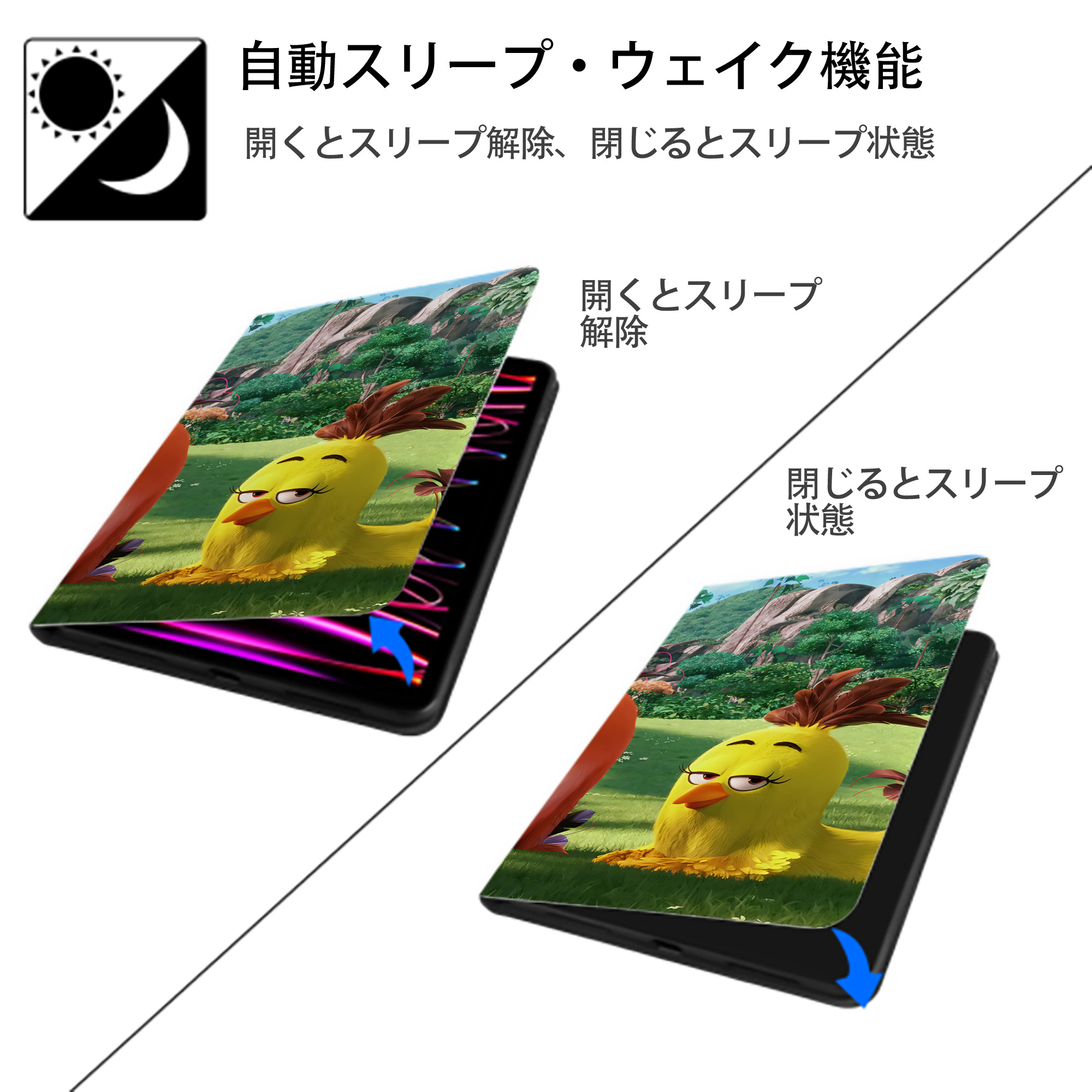 Angry Birds アングリーバード IPad ケース ブック型 PUレザー TPU 耐衝撃 軽量 薄型 ペン収納なし 全面保護 IPad 各モデル対応