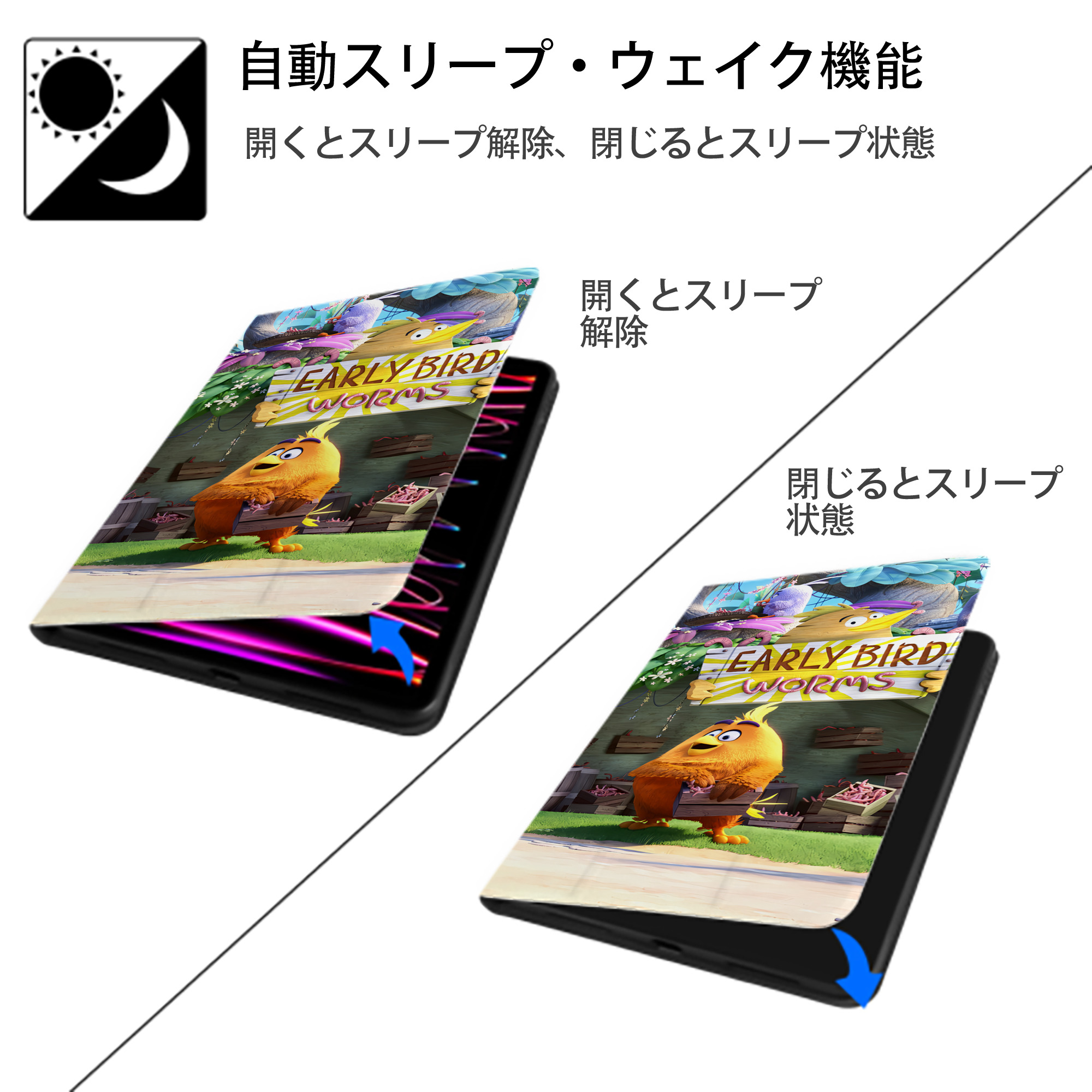 Angry Birds アングリーバード IPad ケース ブック型 PUレザー TPU 耐衝撃 軽量 薄型 ペン収納なし 全面保護 IPad 各モデル対応