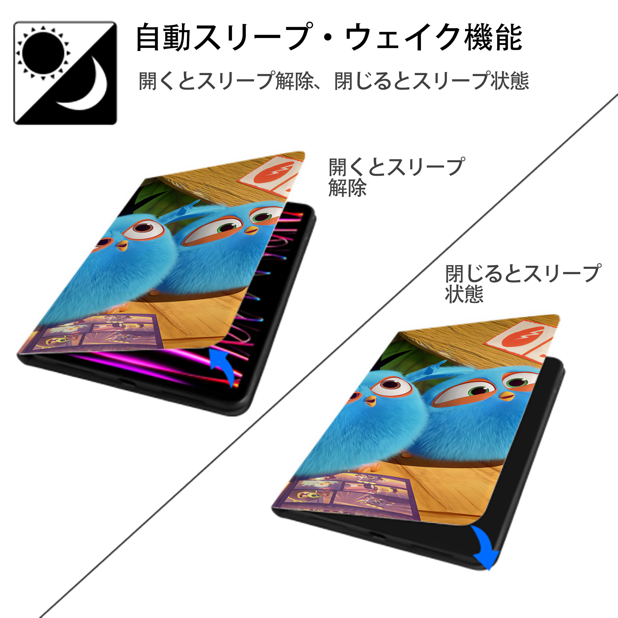 Angry Birds アングリーバード IPad ケース ブック型 PUレザー TPU 耐衝撃 軽量 薄型 ペン収納なし 全面保護 IPad 各モデル対応